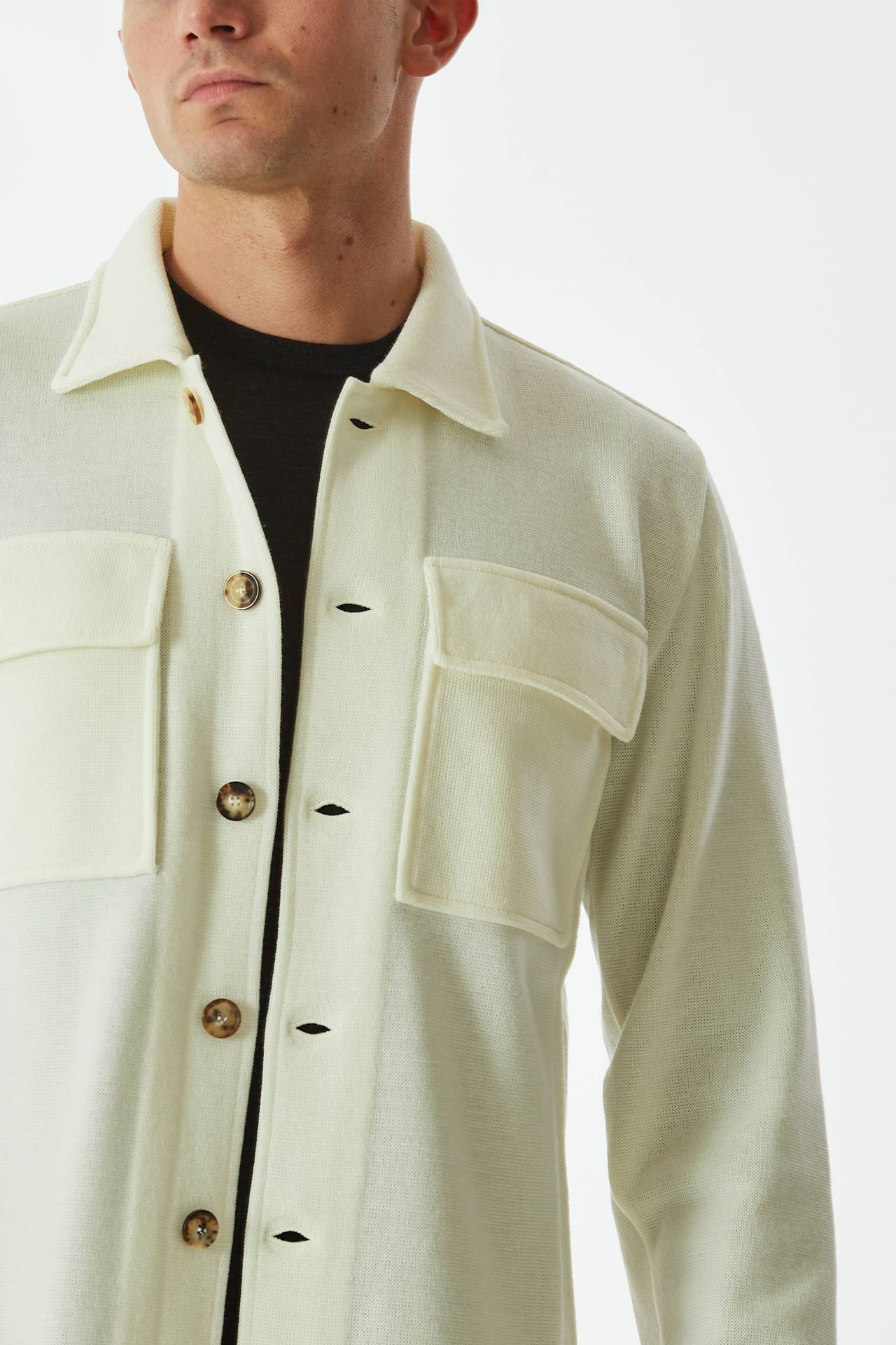 Overshirt in lana bianco