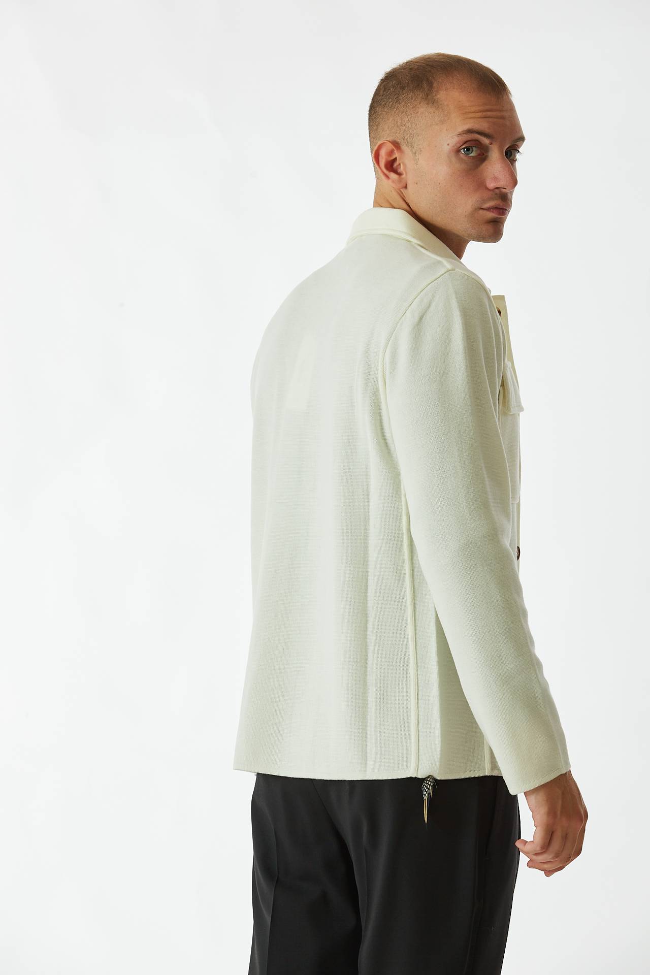 Overshirt in lana bianco