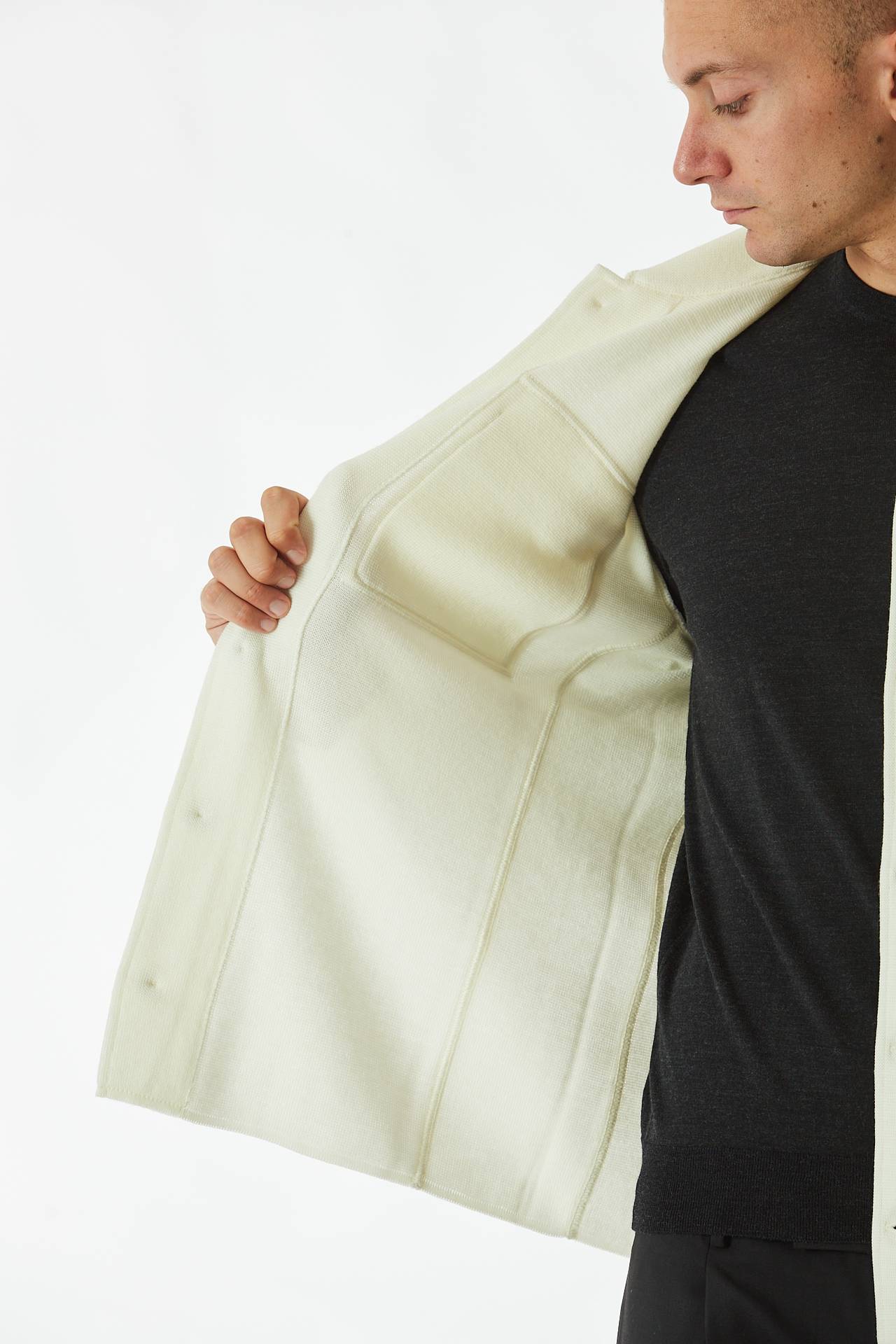 Overshirt in lana bianco