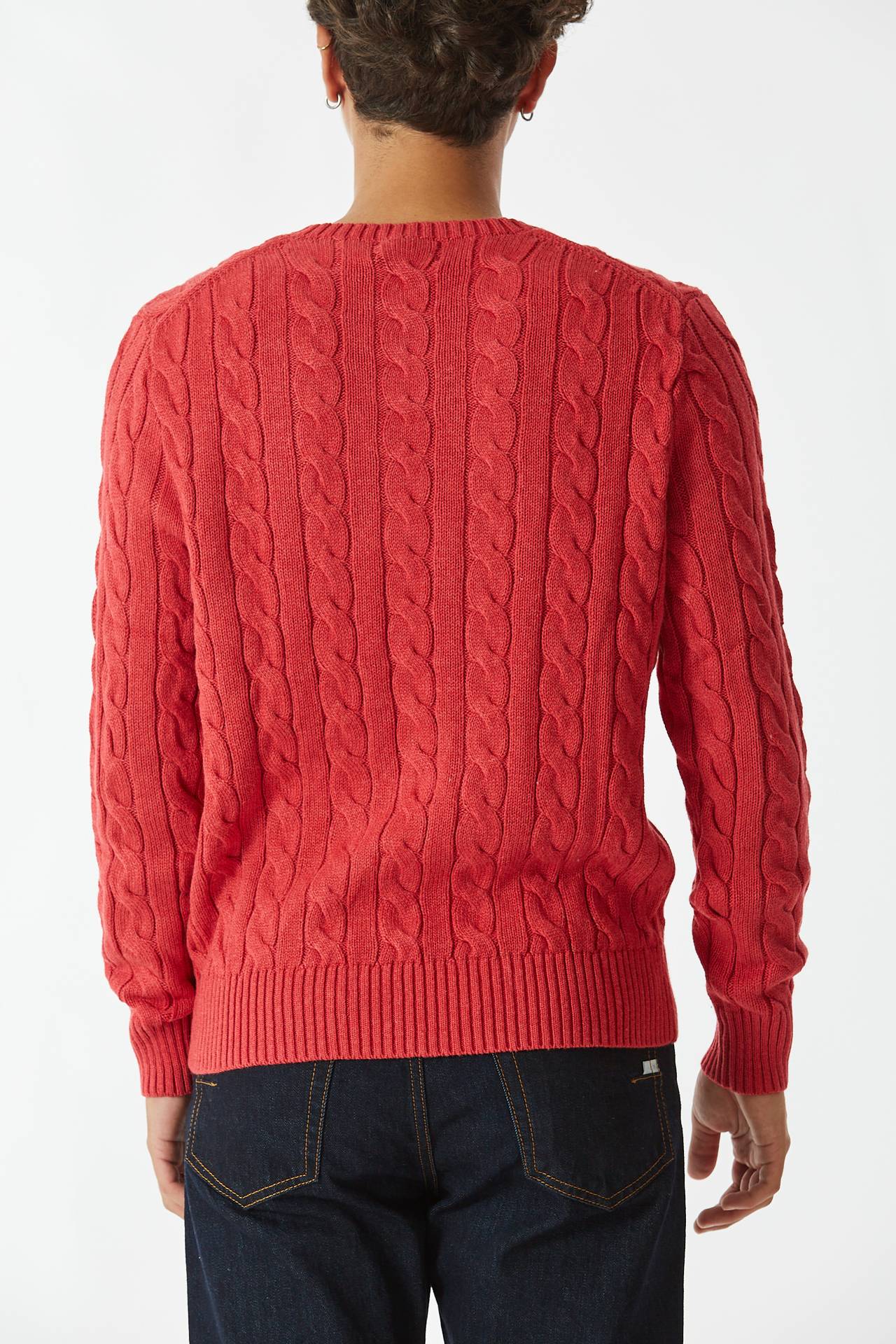 Maglia trecce corallo