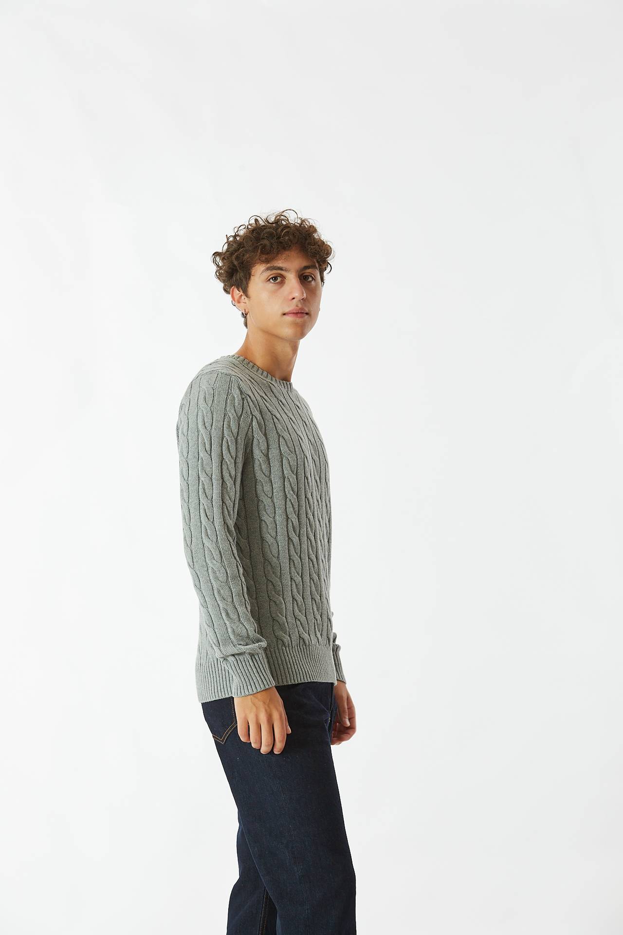 Maglia trecce grigio