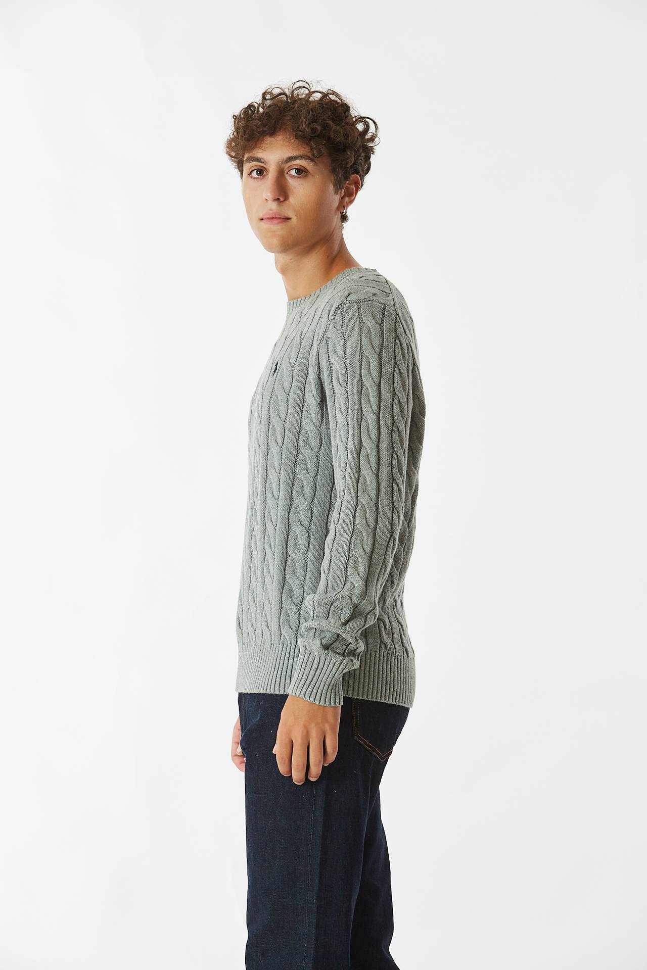 Maglia trecce grigio