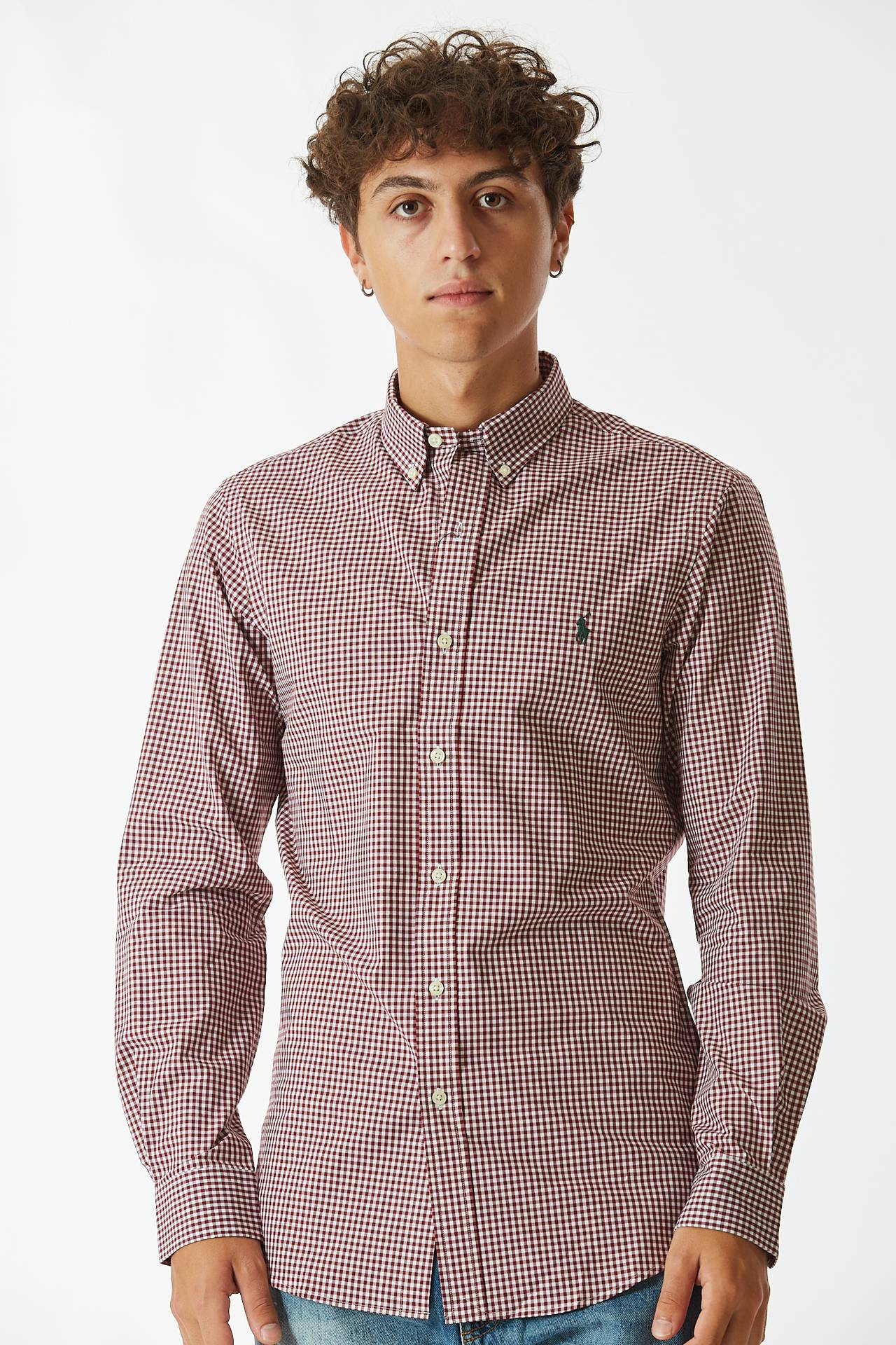 Camicia quadretto bianco/bordeaux