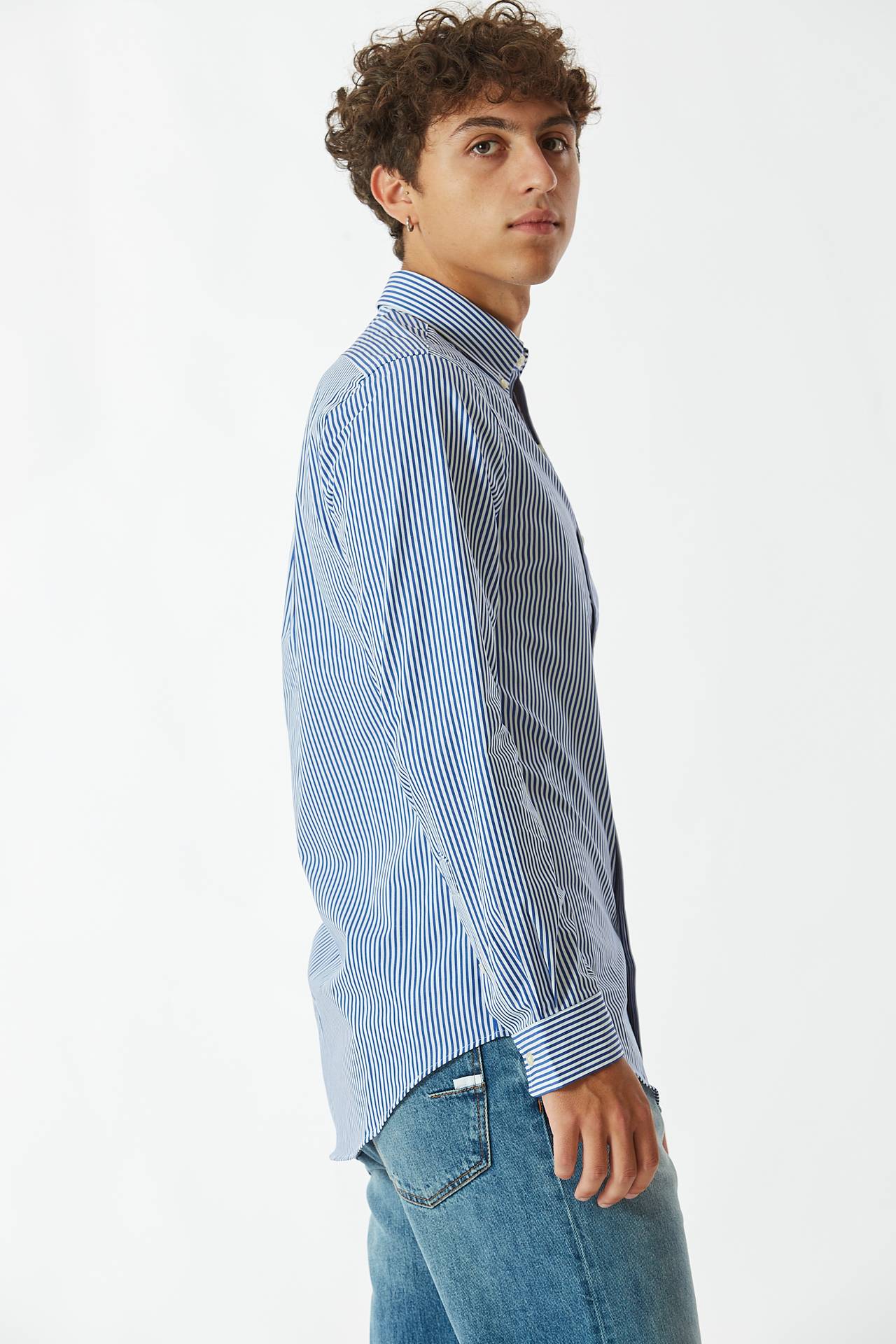Camicia rigata bianco/blu