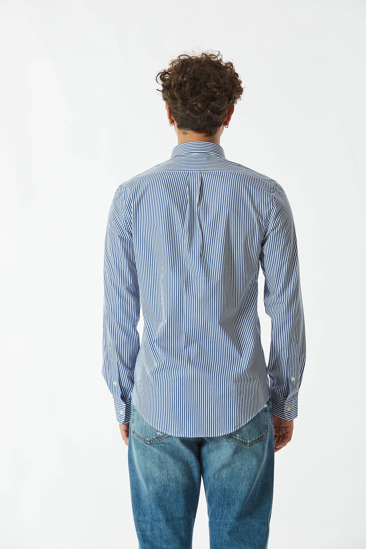 Camicia rigata bianco/blu