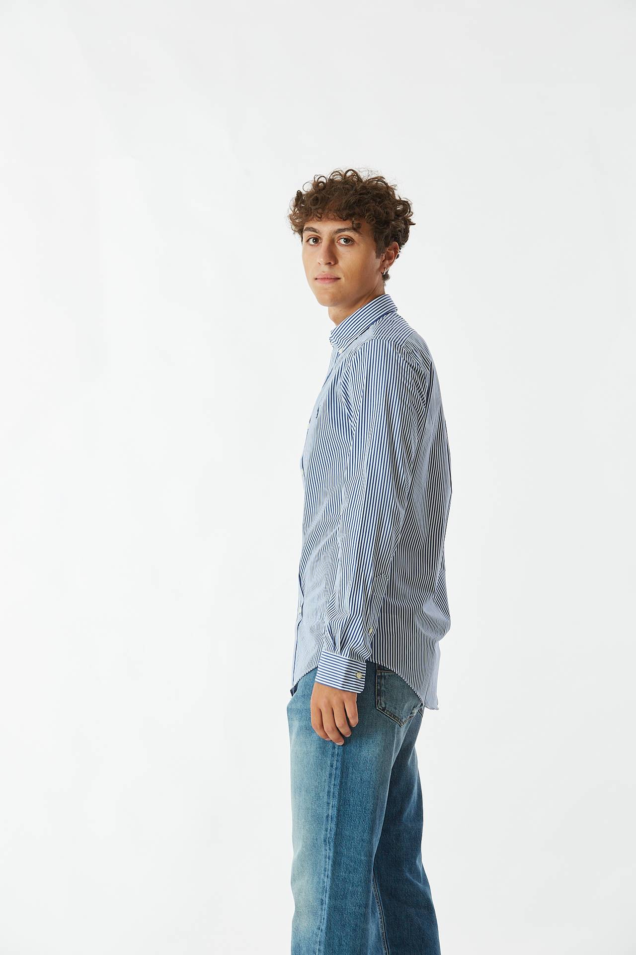 Camicia rigata bianco/blu