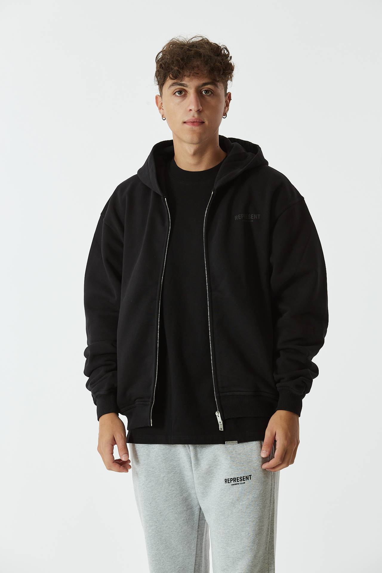 Felpa cappuccio in cotone nero