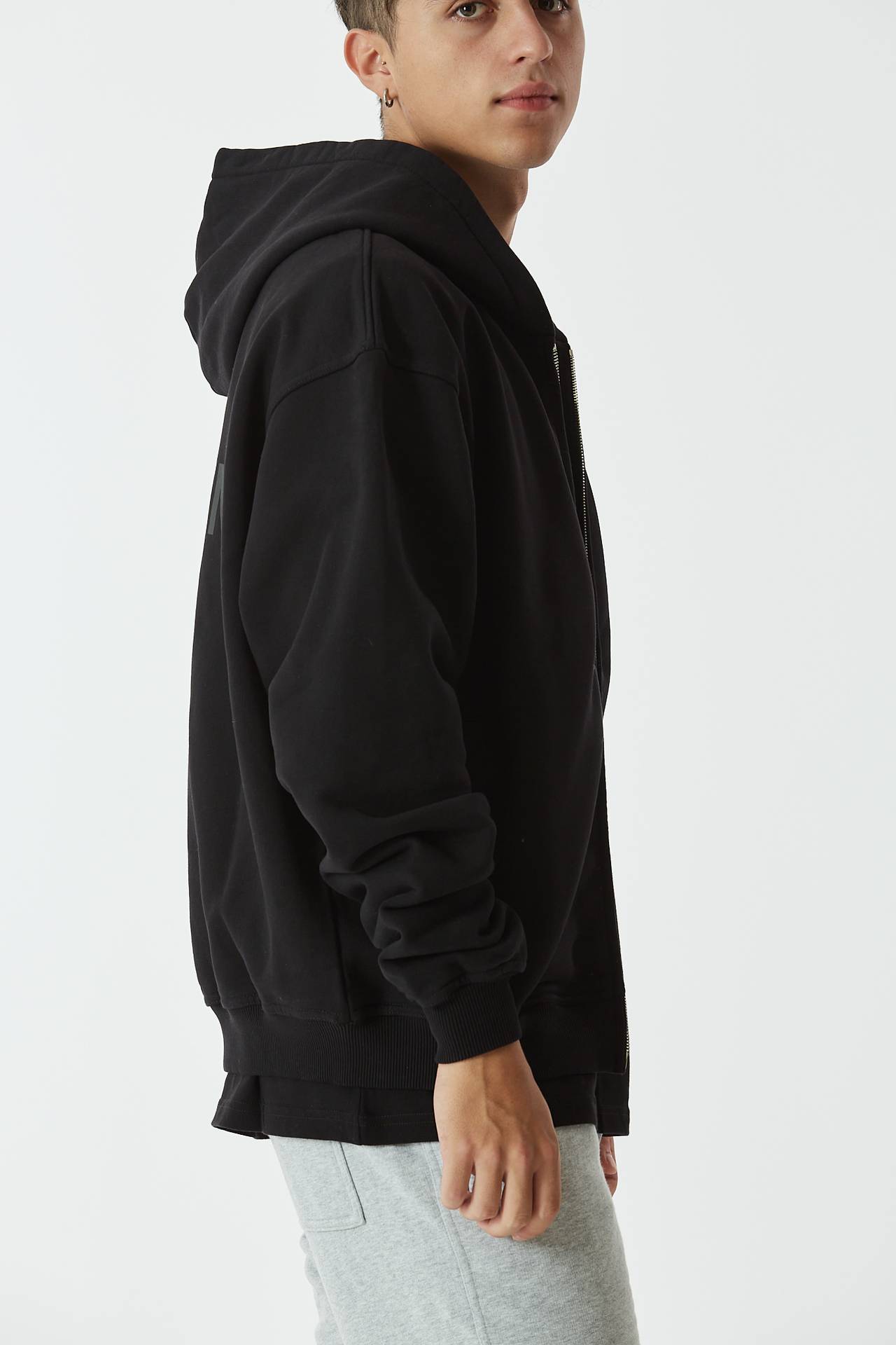 Felpa cappuccio in cotone nero