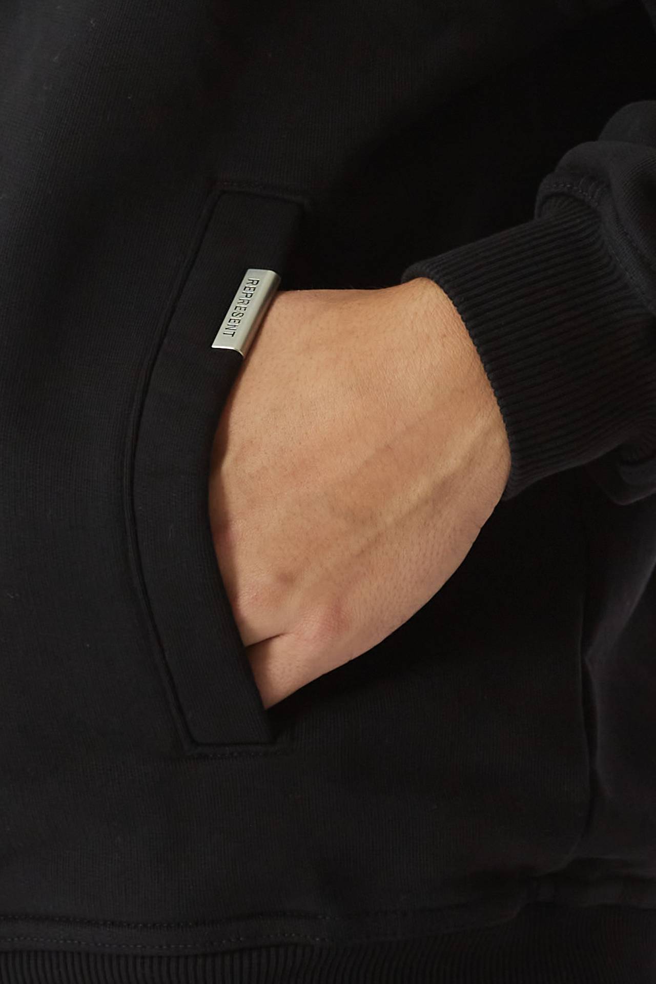Felpa cappuccio in cotone nero