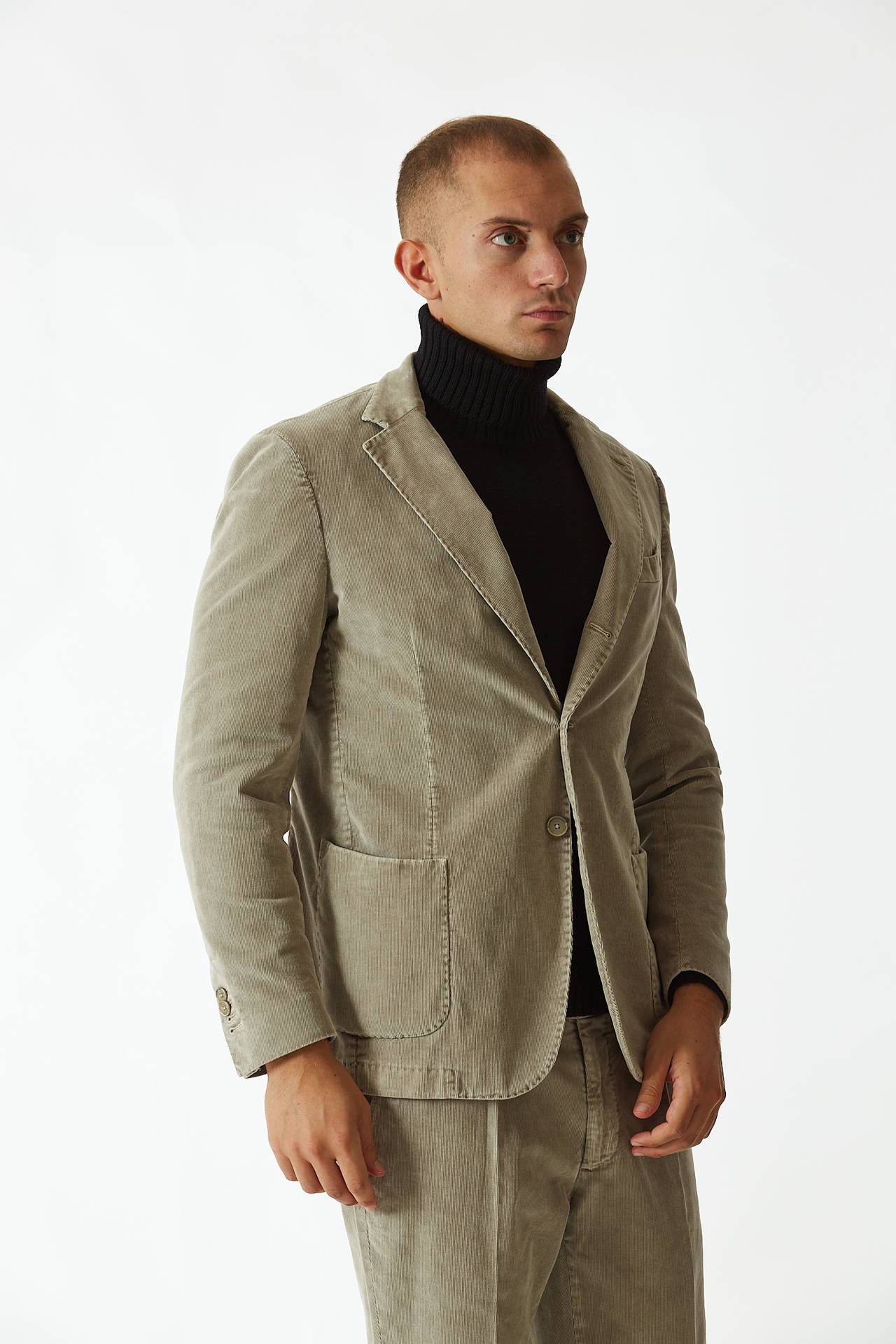 Abito monopetto velluto beige
