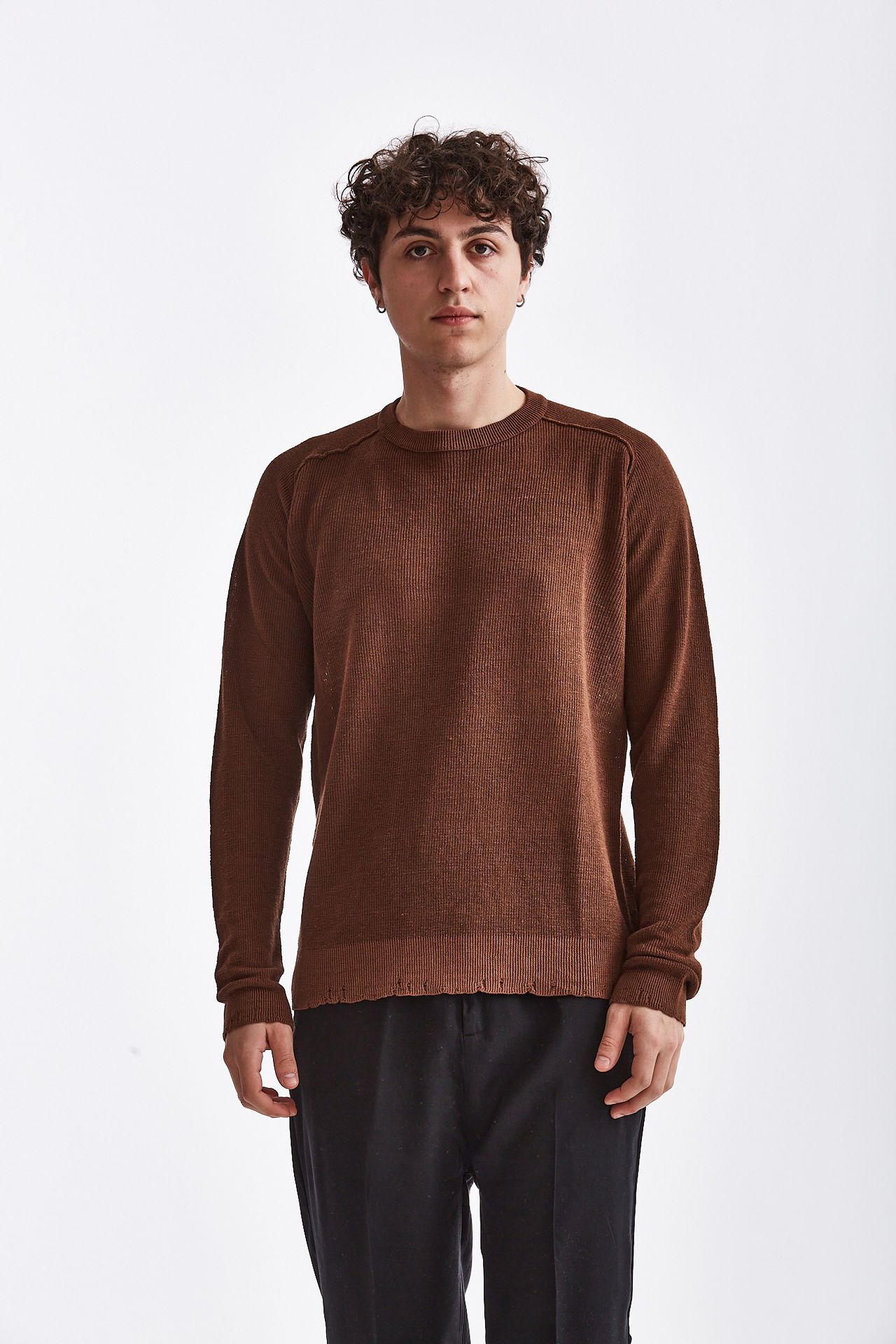 Maglia in cotone/lino ruggine