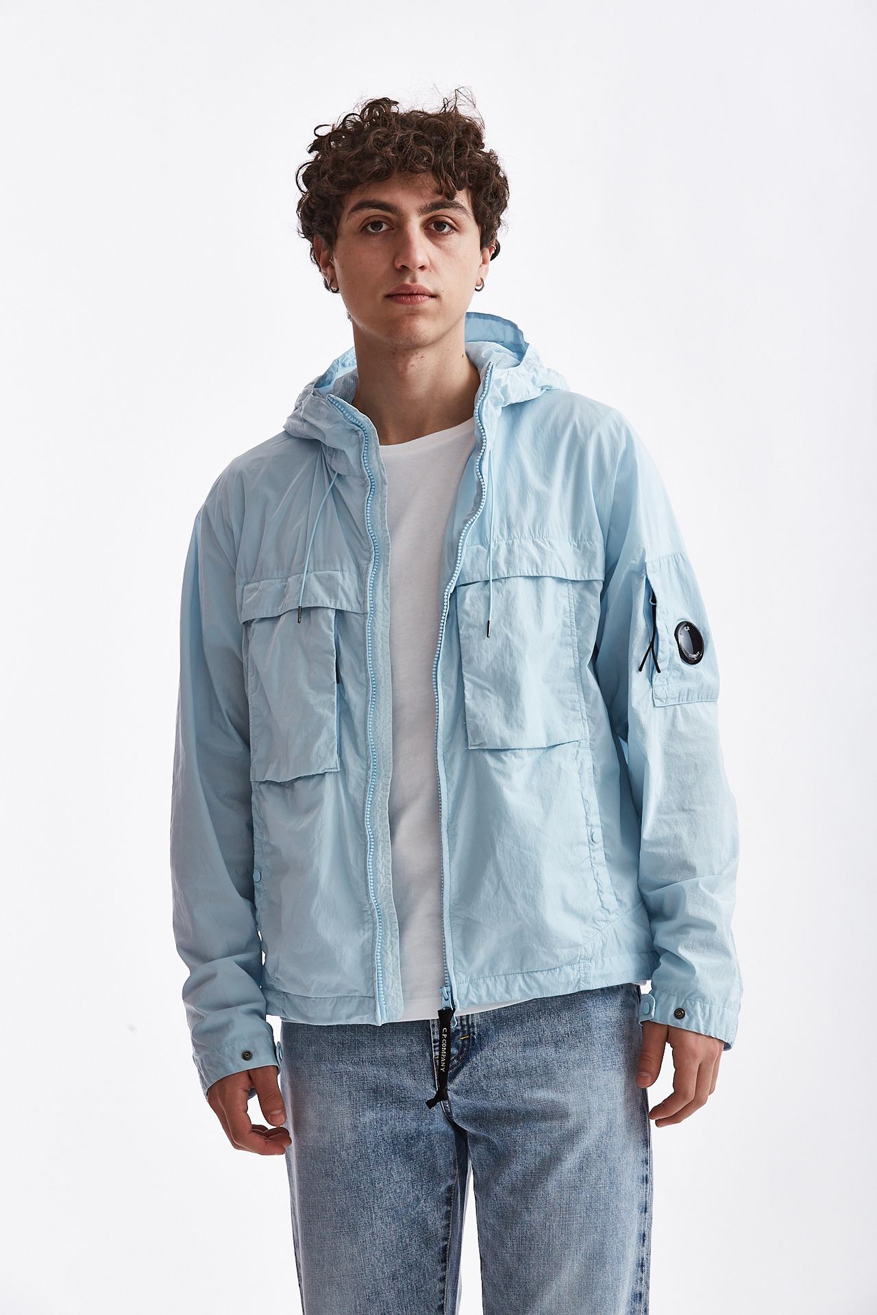 Giubbino R-HOODED JACKET azzurro