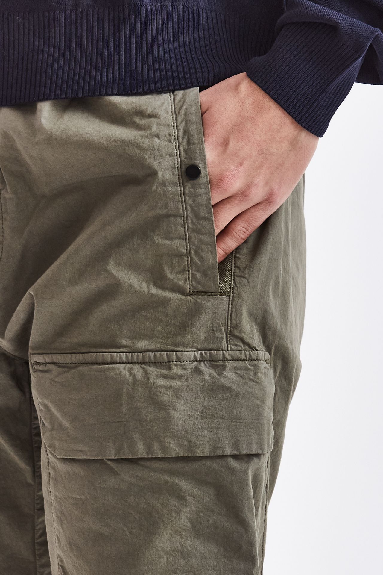 Pantalone cargo in cotone stretch verde 