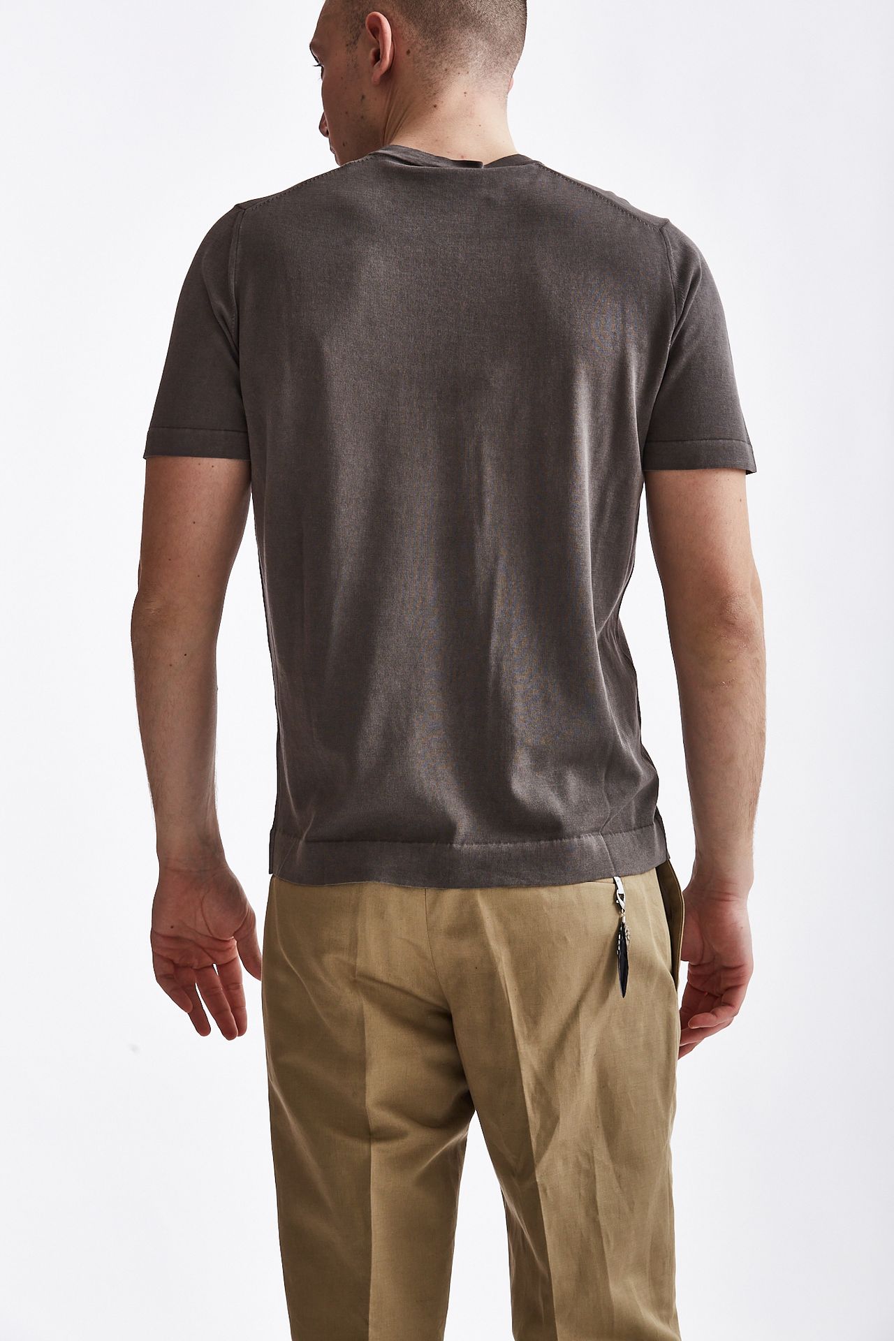T-shirt in cotone lavato tortora scuro