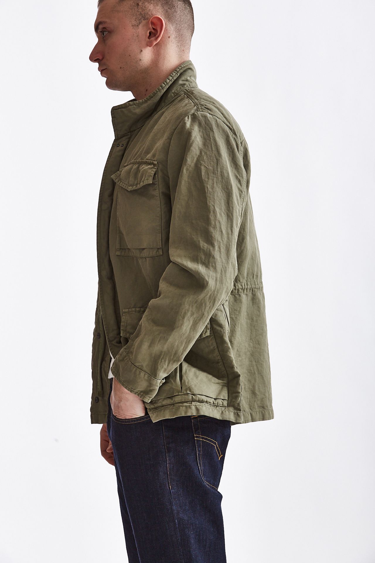 Field jacket in cotone verde militare