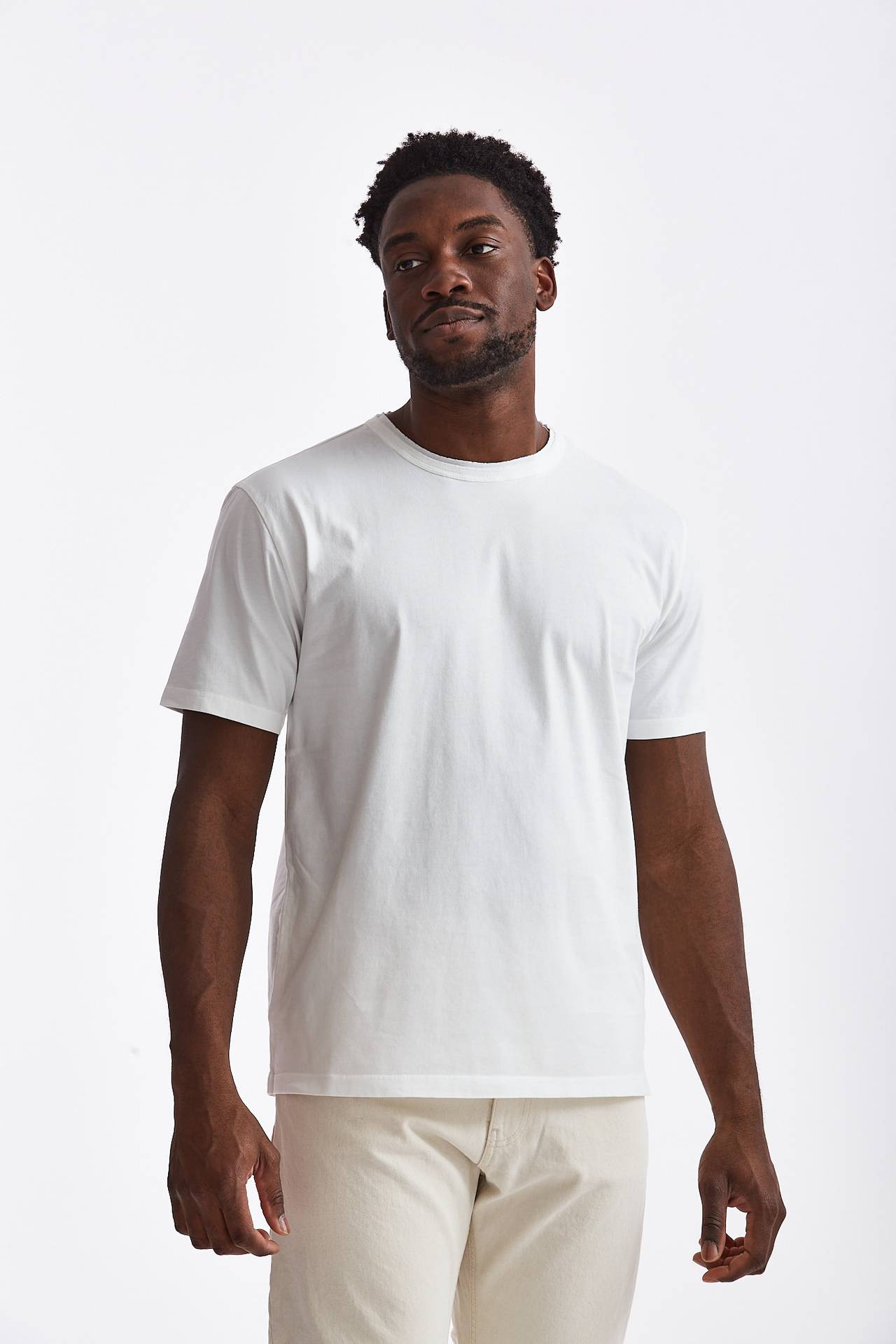 T-shirt tre colli in cotone bianco