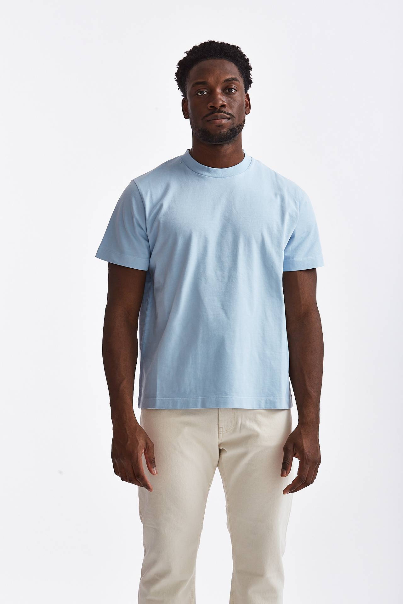 T-shirt in cotone doppio azzurro