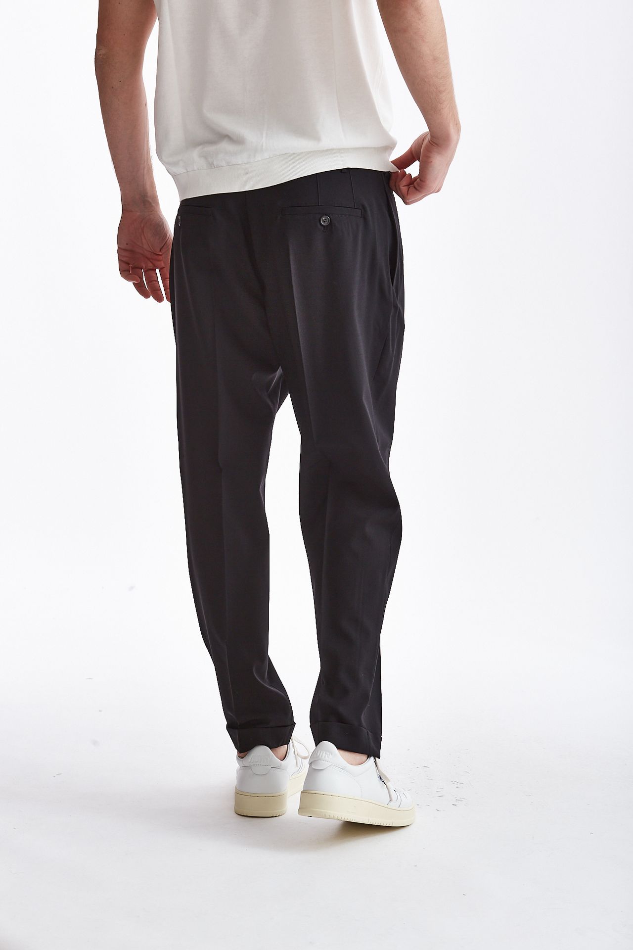 Pantalone in lana stretch nero