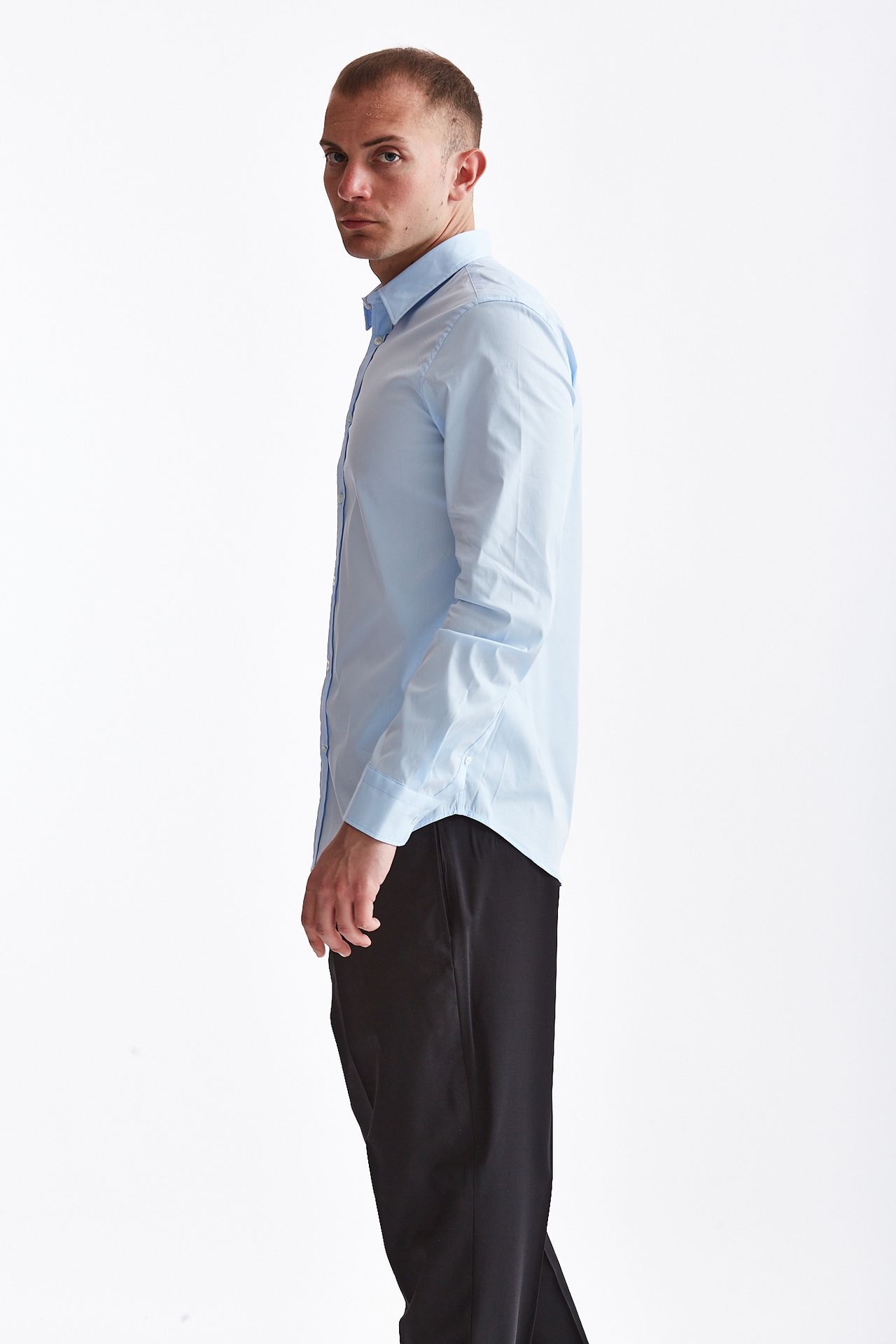 Camicia in cotone stretch azzurro