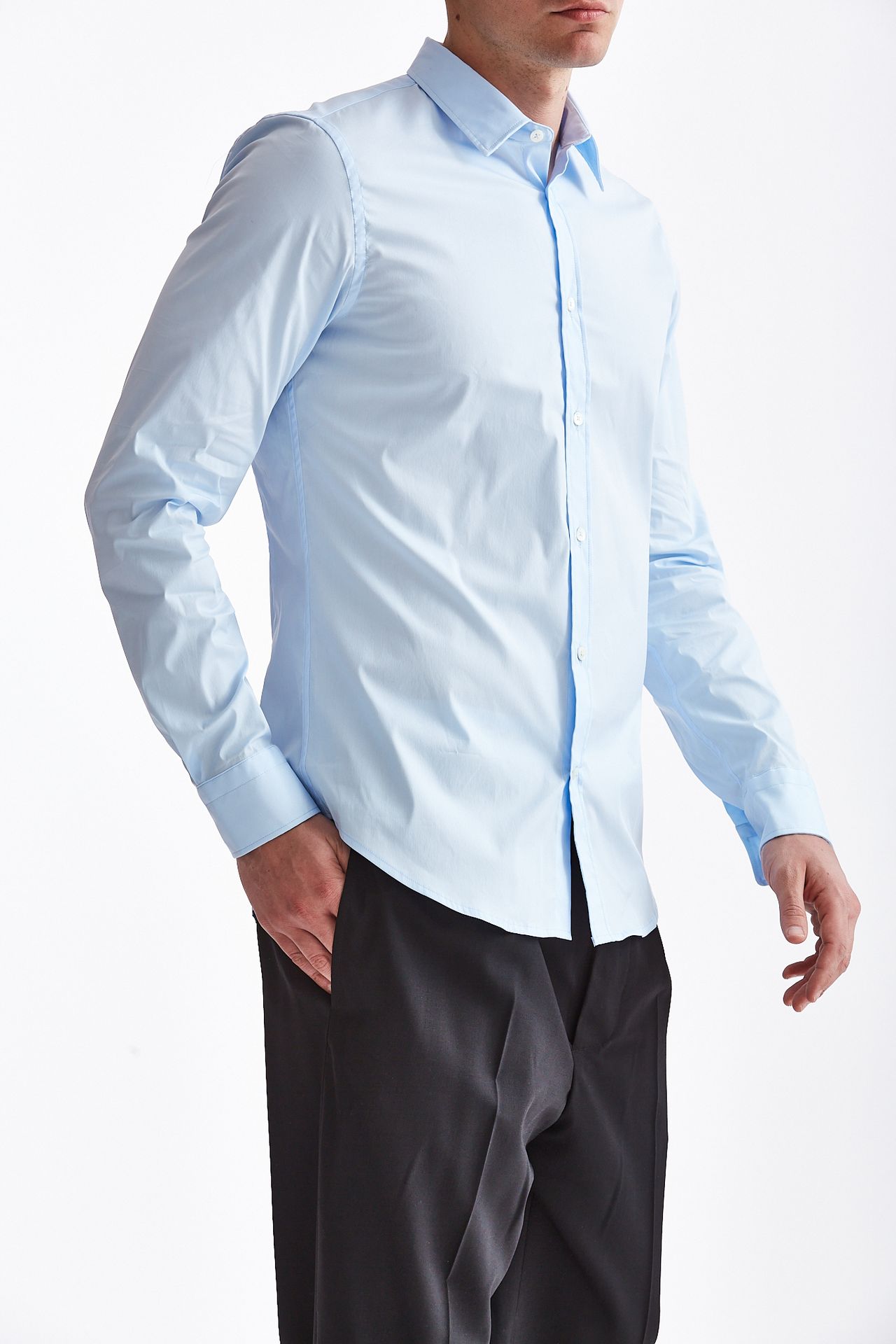 Camicia in cotone stretch azzurro