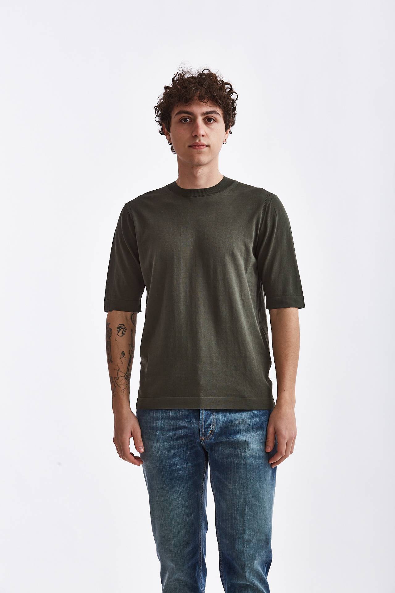 T-shirt in cotone verde militare