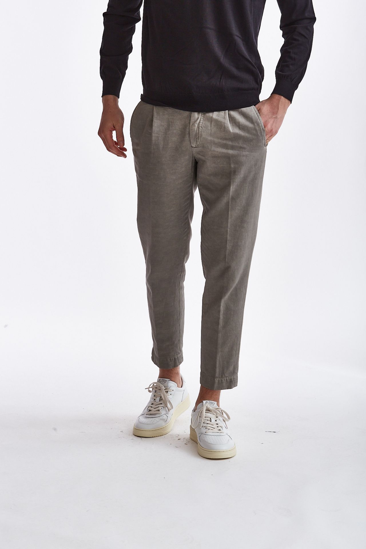 Pantalone lino/cotone grigio