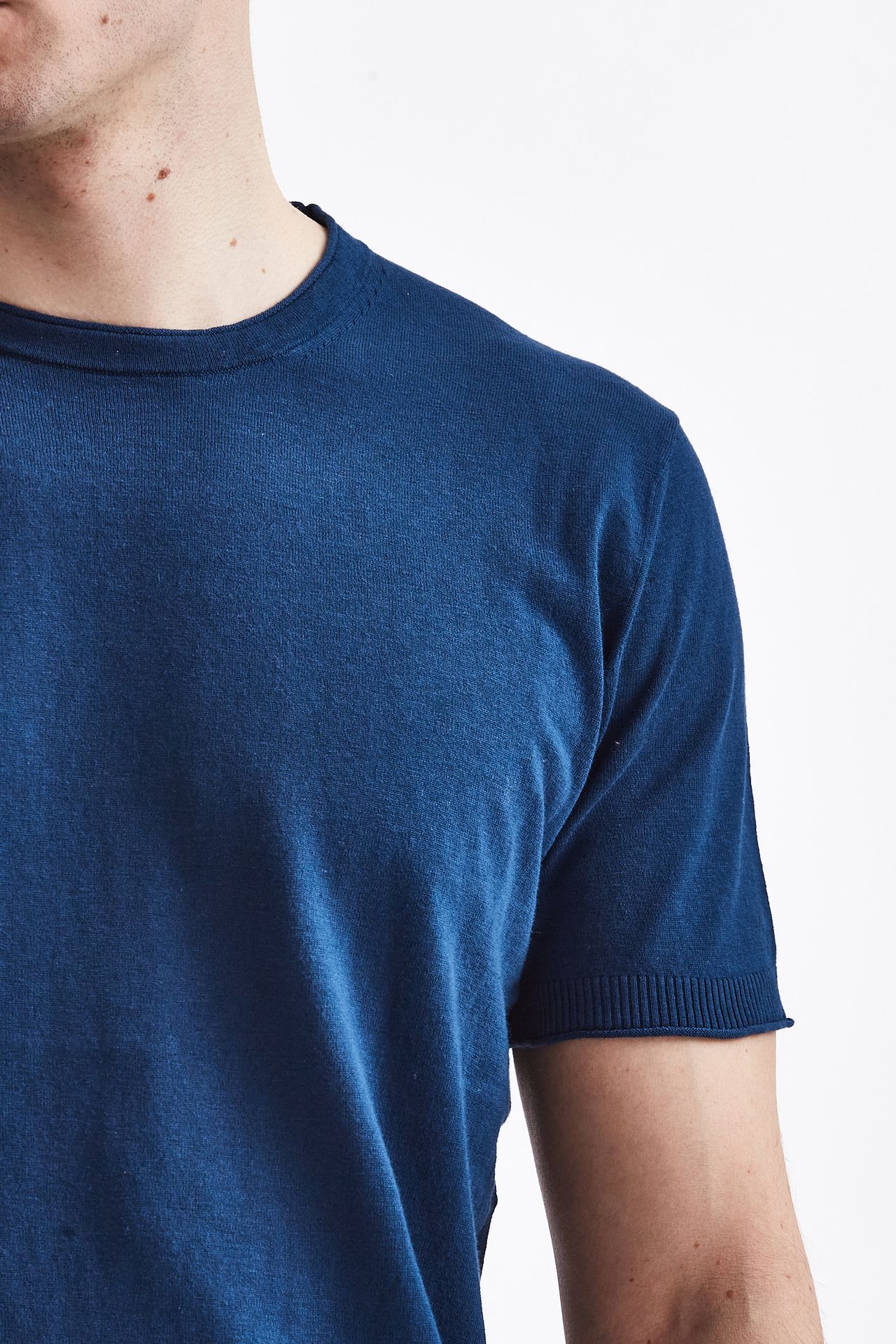 T-shirt in cotone lino bluette