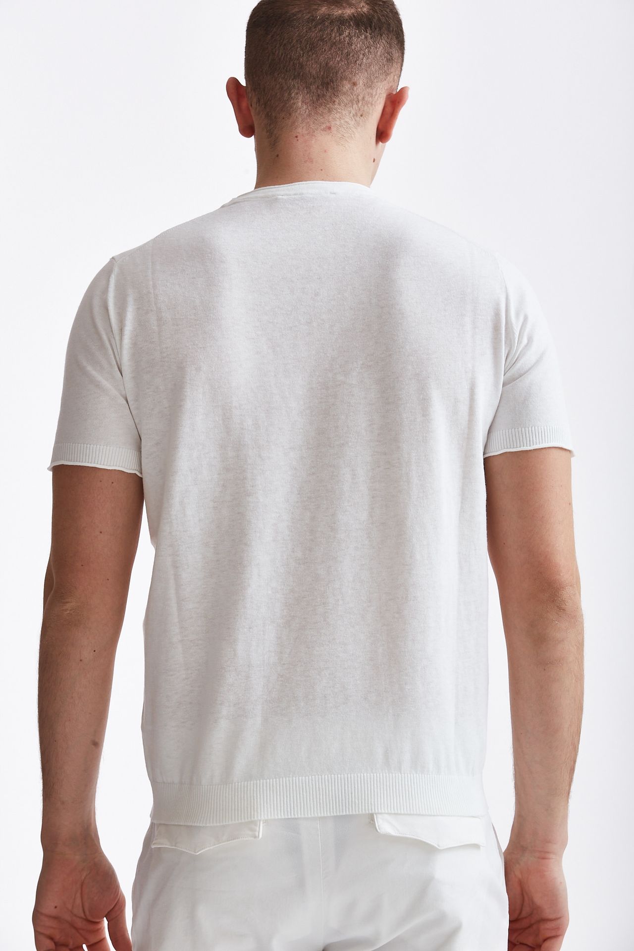 T-shirt in cotone lino bianco