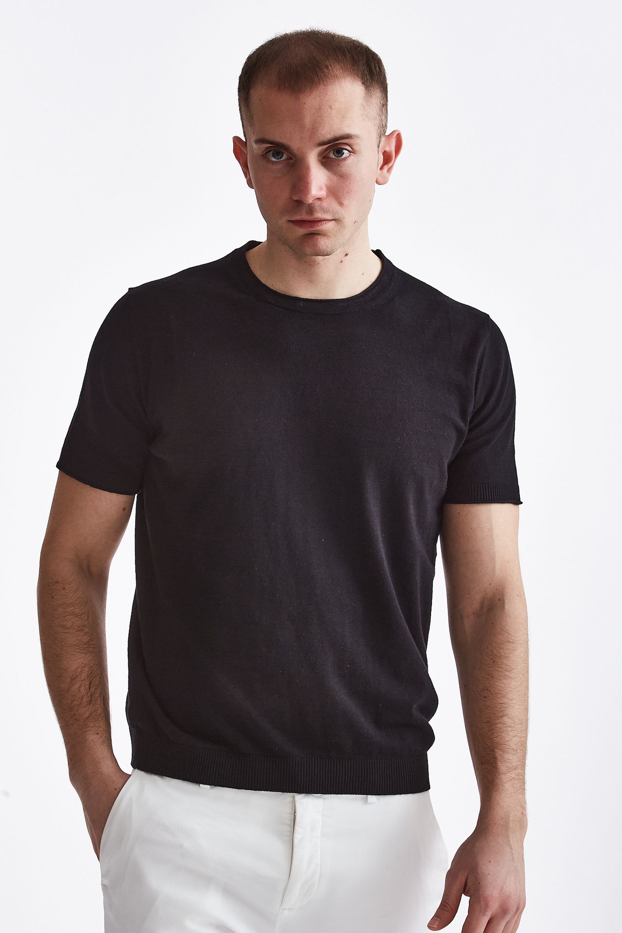 T-shirt in cotone lino nero