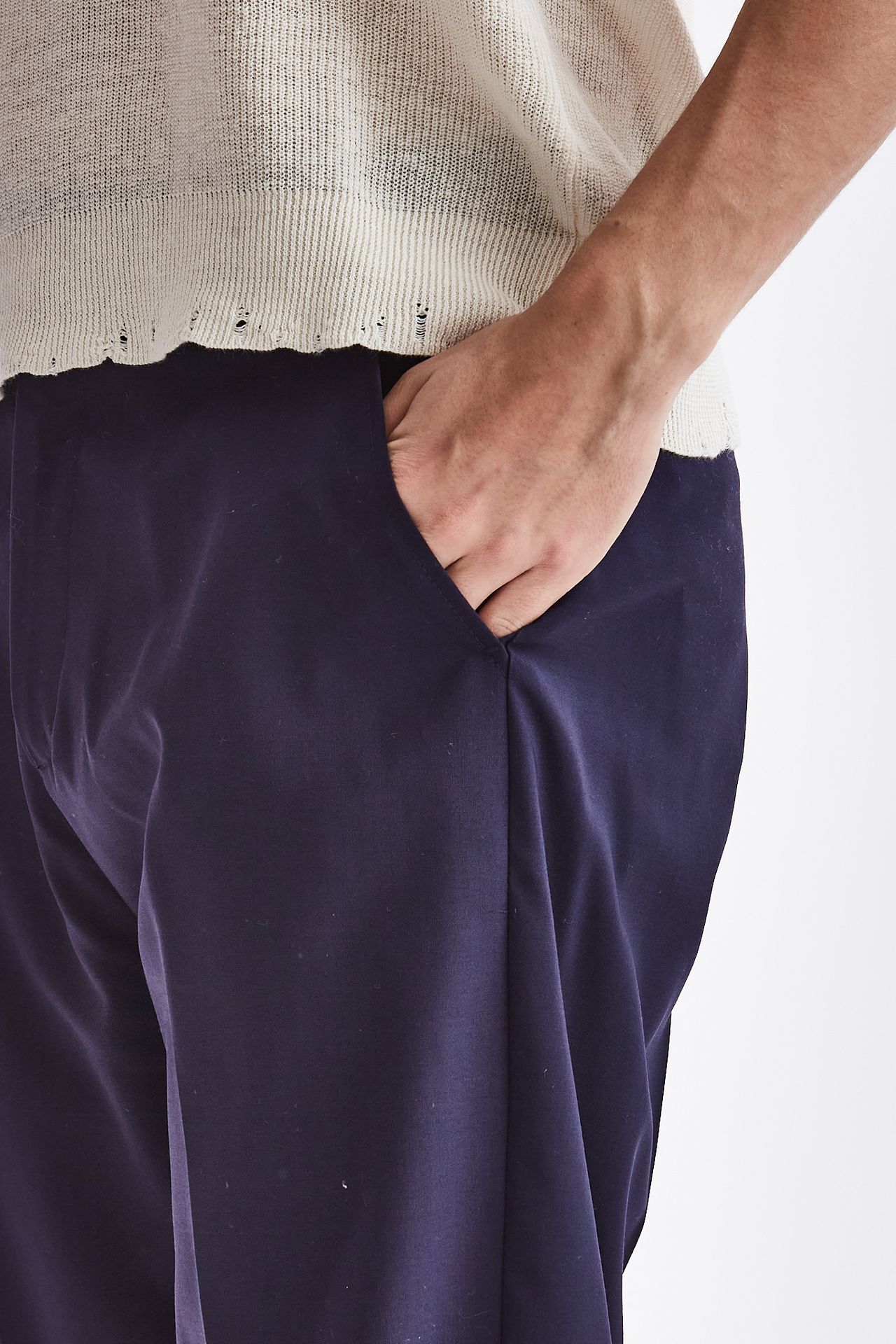 Pantalone misto lana blu