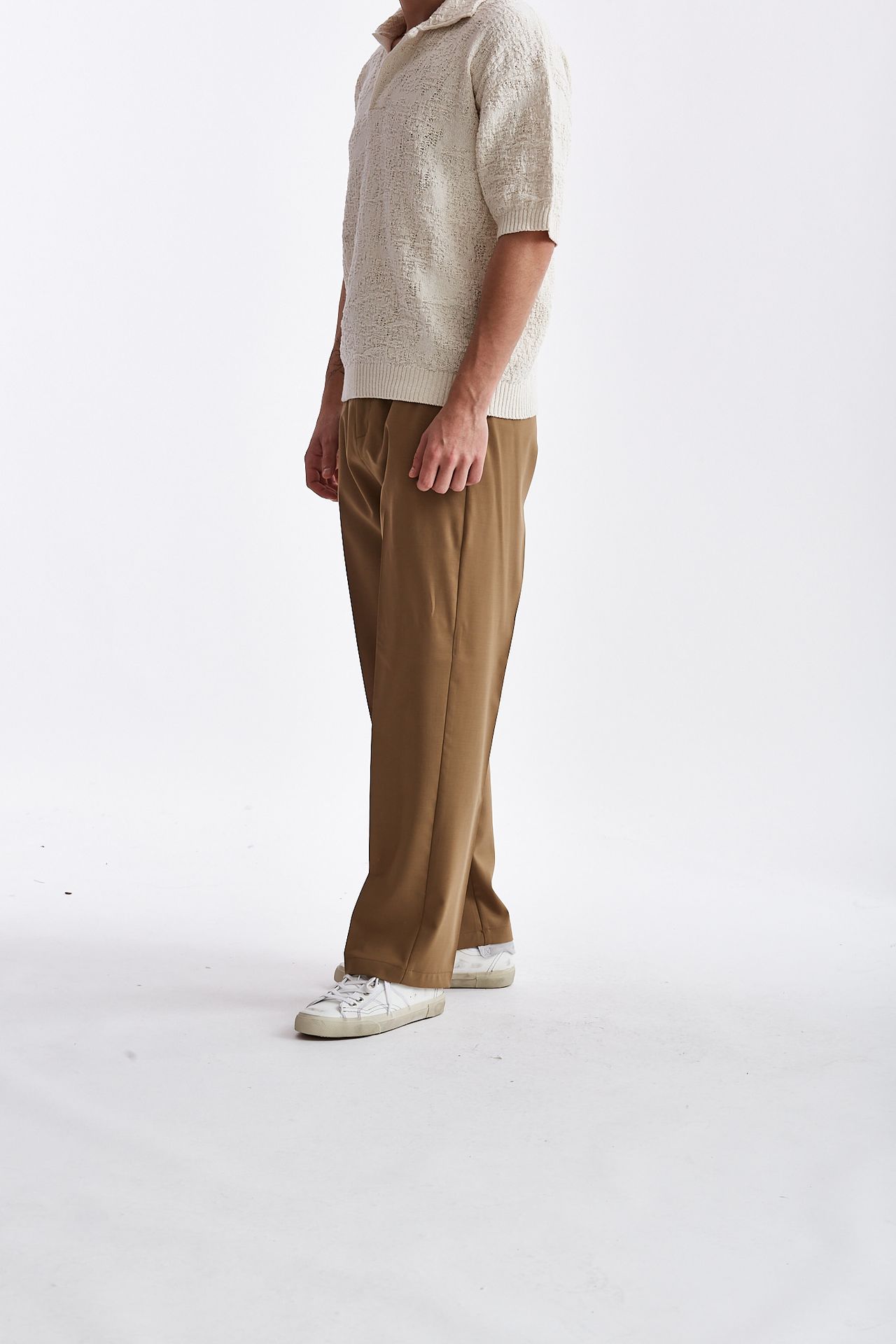 Pantalone in misto lana cammello