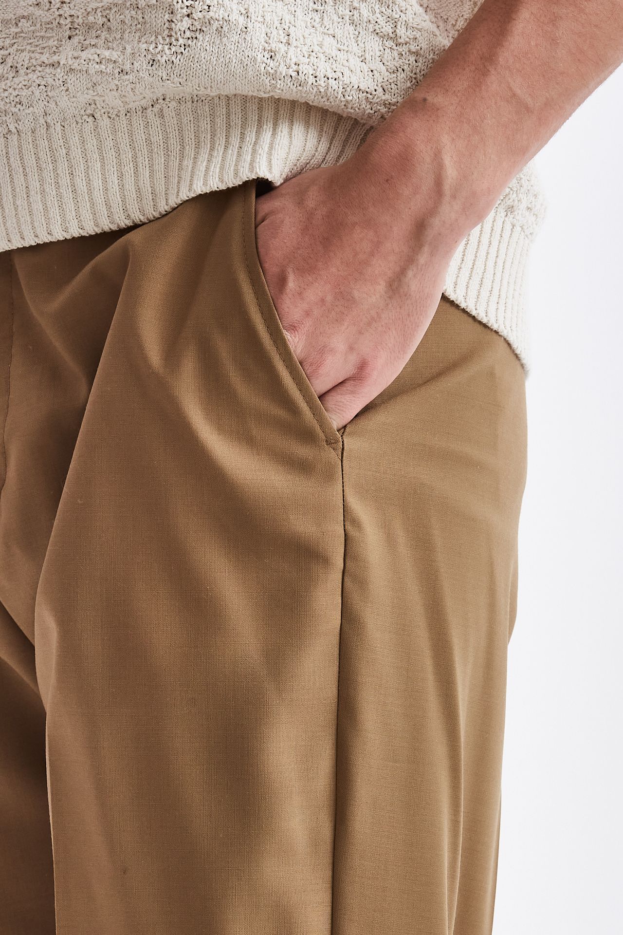 Pantalone in misto lana cammello