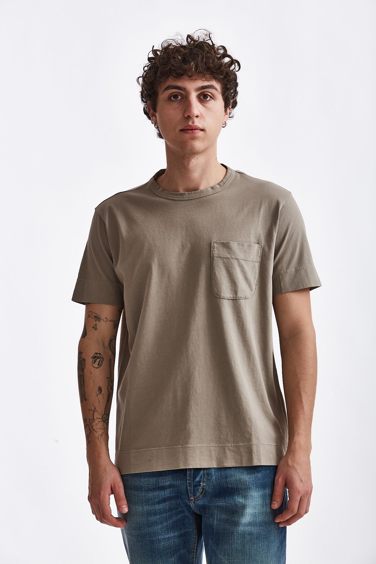 T shirt in cotone fango Original Vintage Uomo Pier Abbigliamento Worldwide