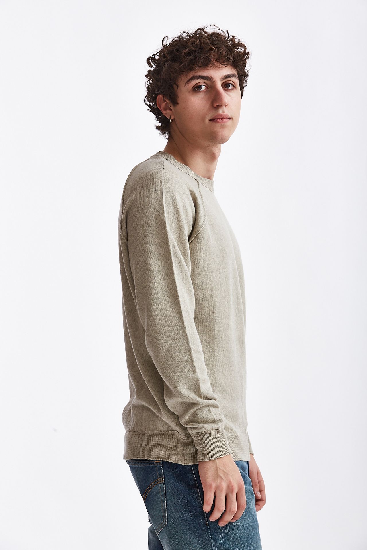 Maglia in cotone lino beige Original Vintage Uomo Pier Abbigliamento Worldwide