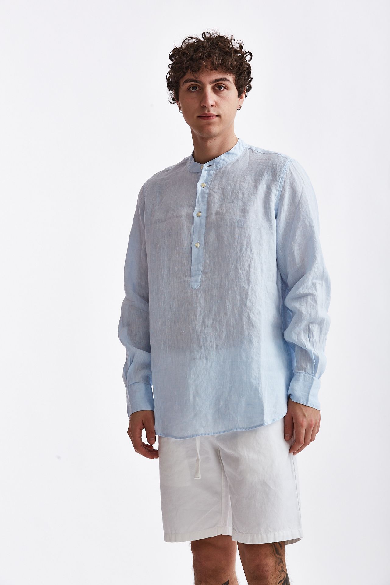 Camicia in lino azzurro