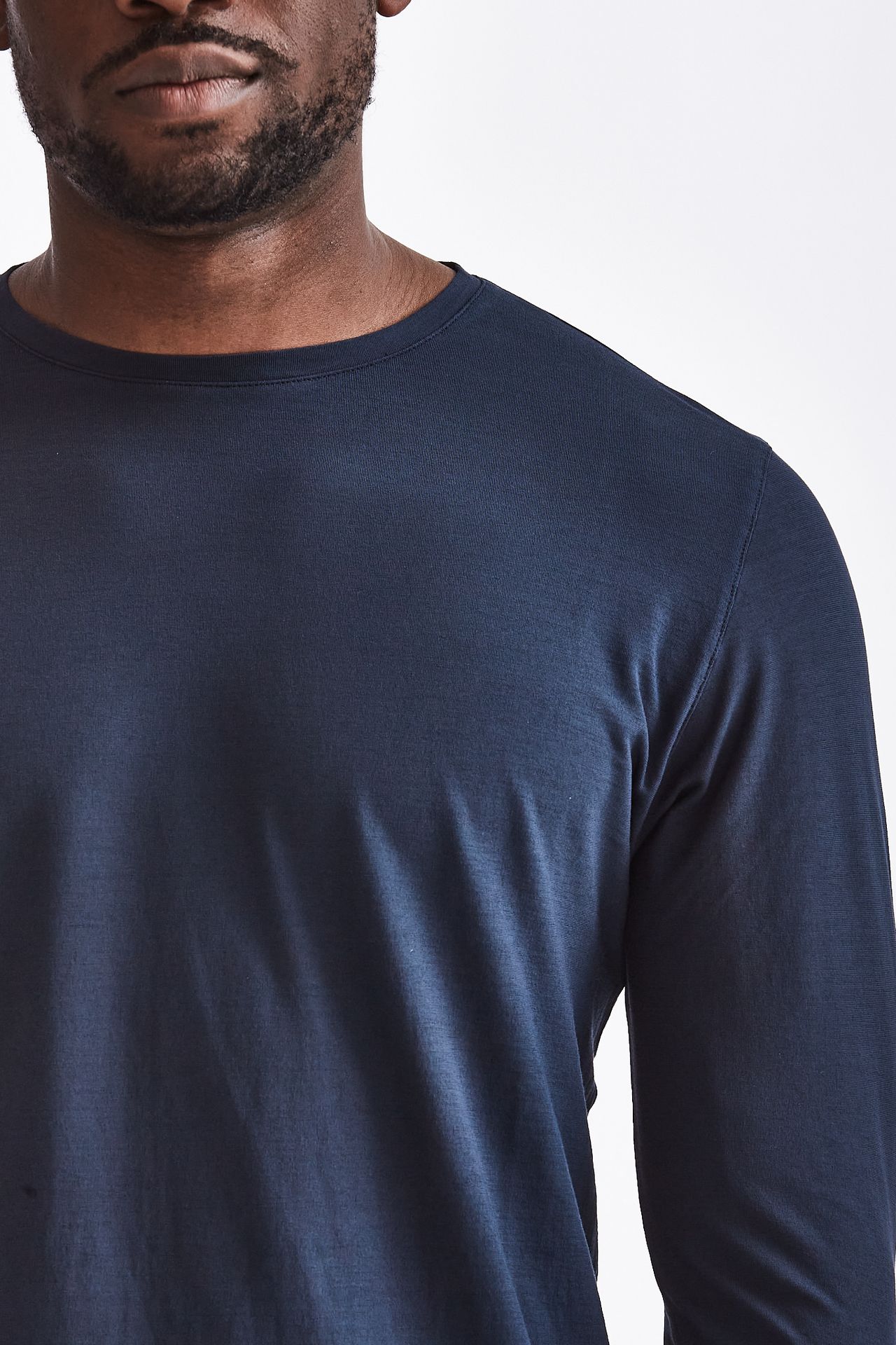 T-shirt manica lunga in cotone blu