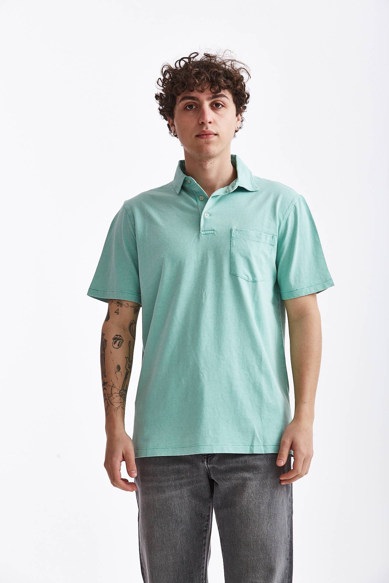 Polo in cotone verde acqua