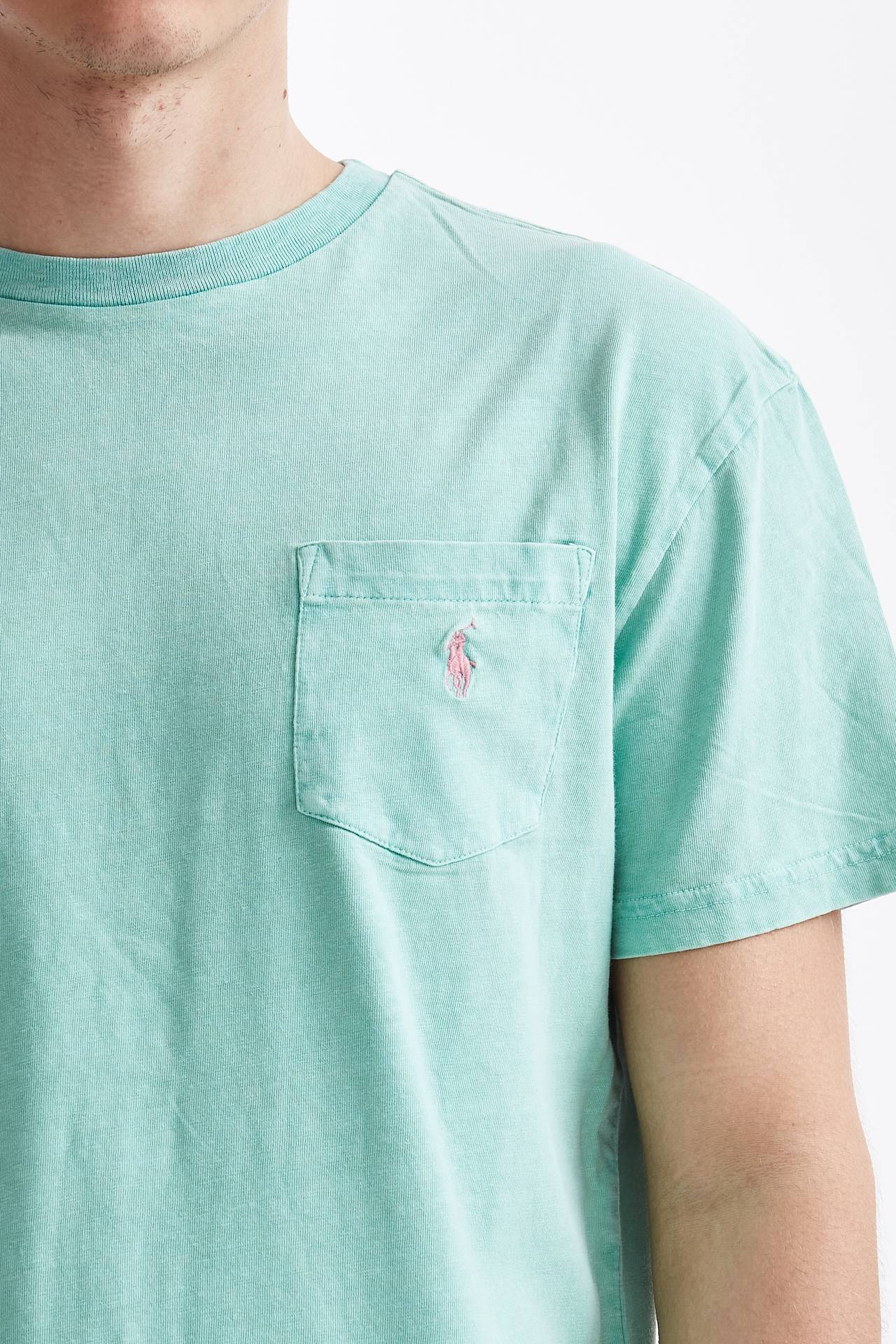 T-shirt in cotone/lino verde acqua