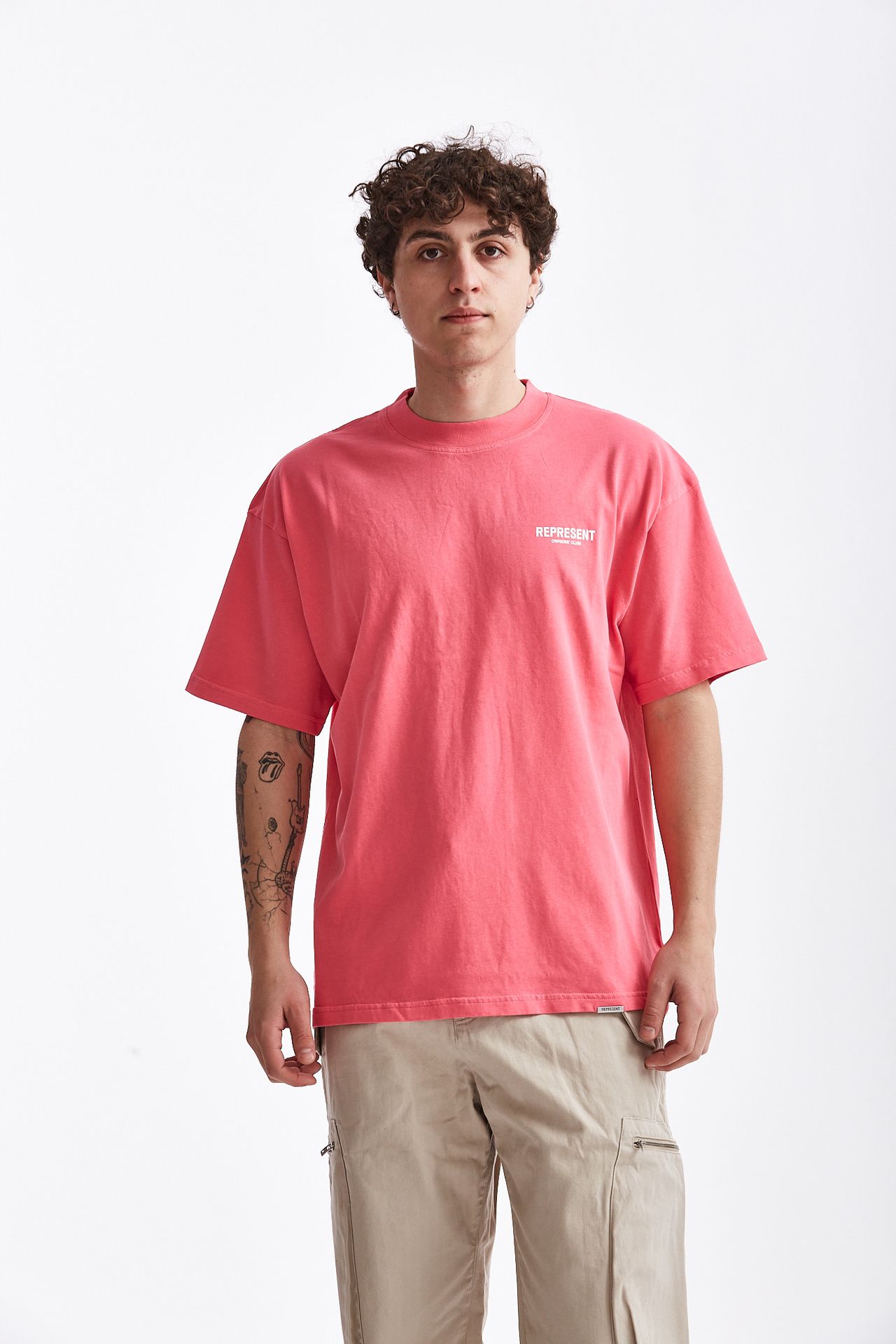 T-shirt logo in cotone rosa