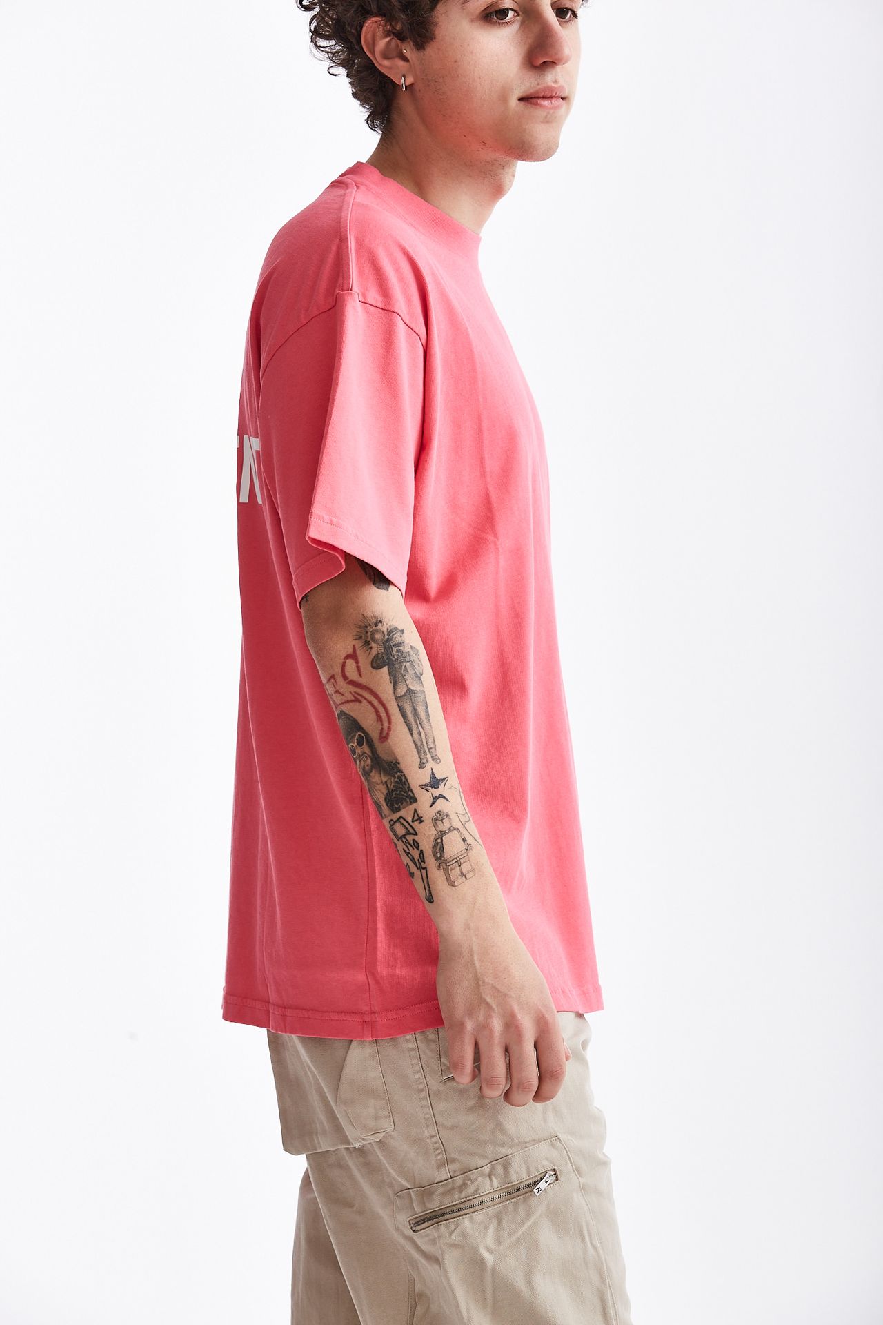 T-shirt logo in cotone rosa