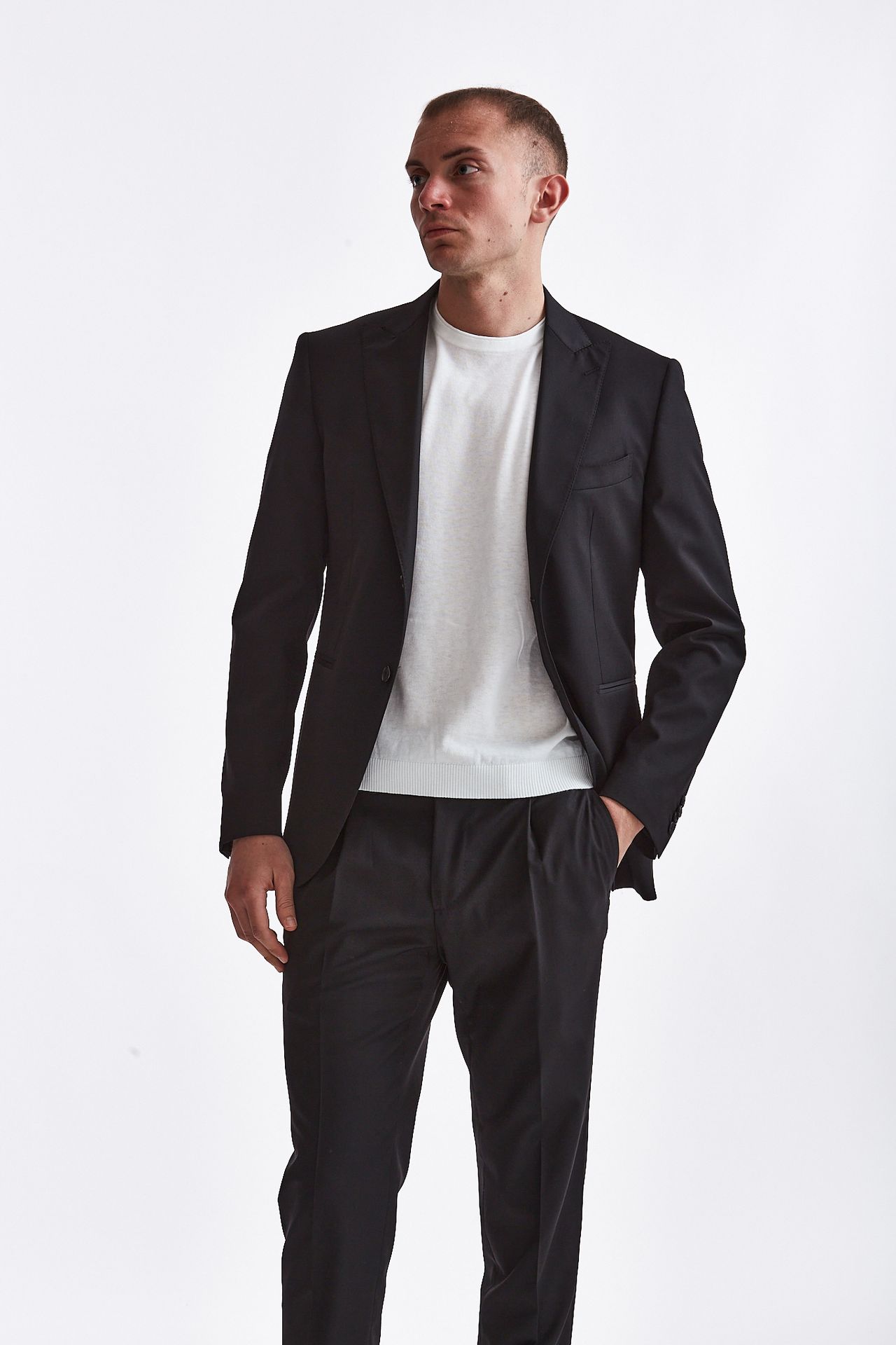 Abito in lana stretch nero Santaniello Uomo Pier Abbigliamento Worldwide