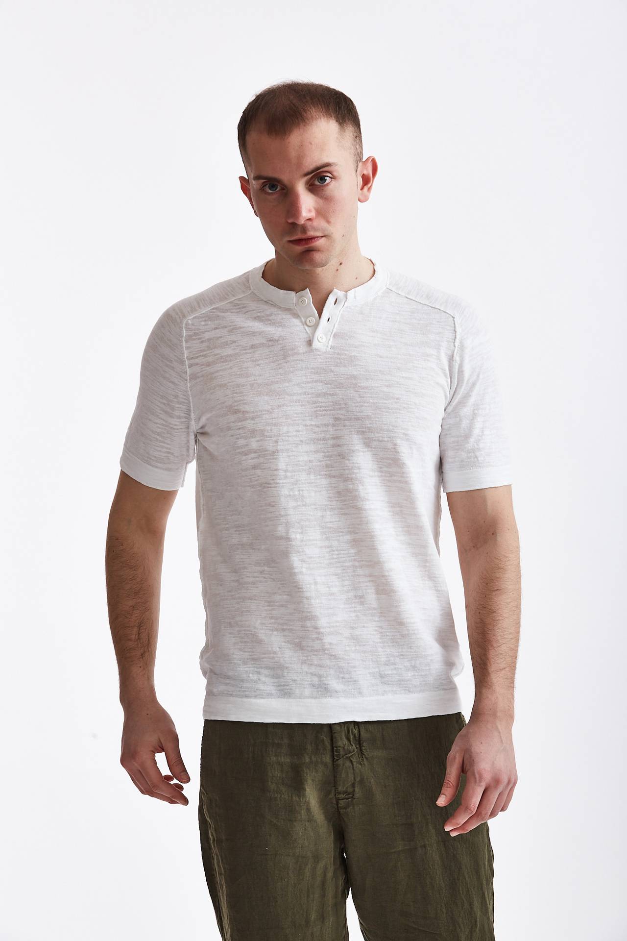 T-shirt in cotone/lino bianco