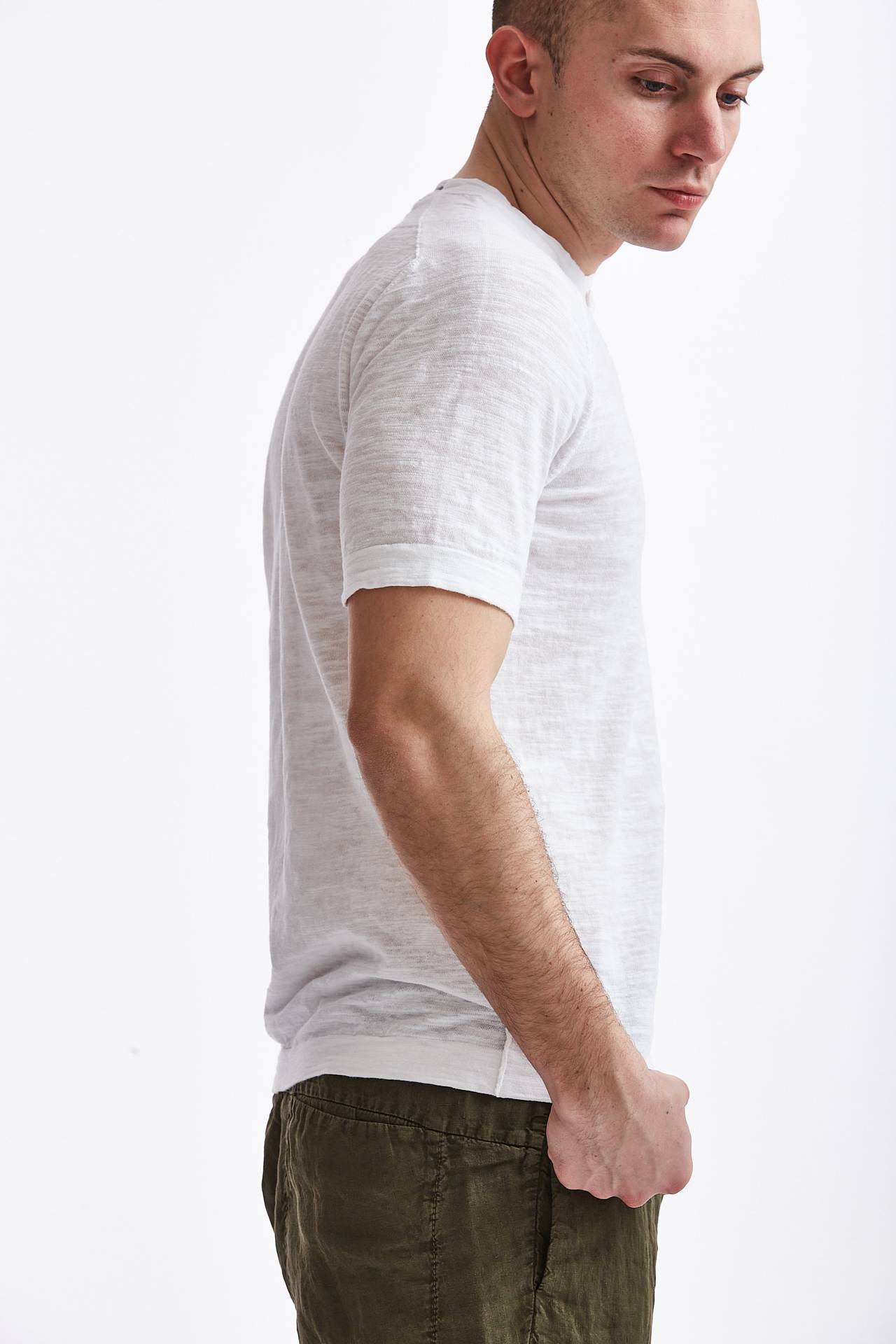 T-shirt in cotone/lino bianco