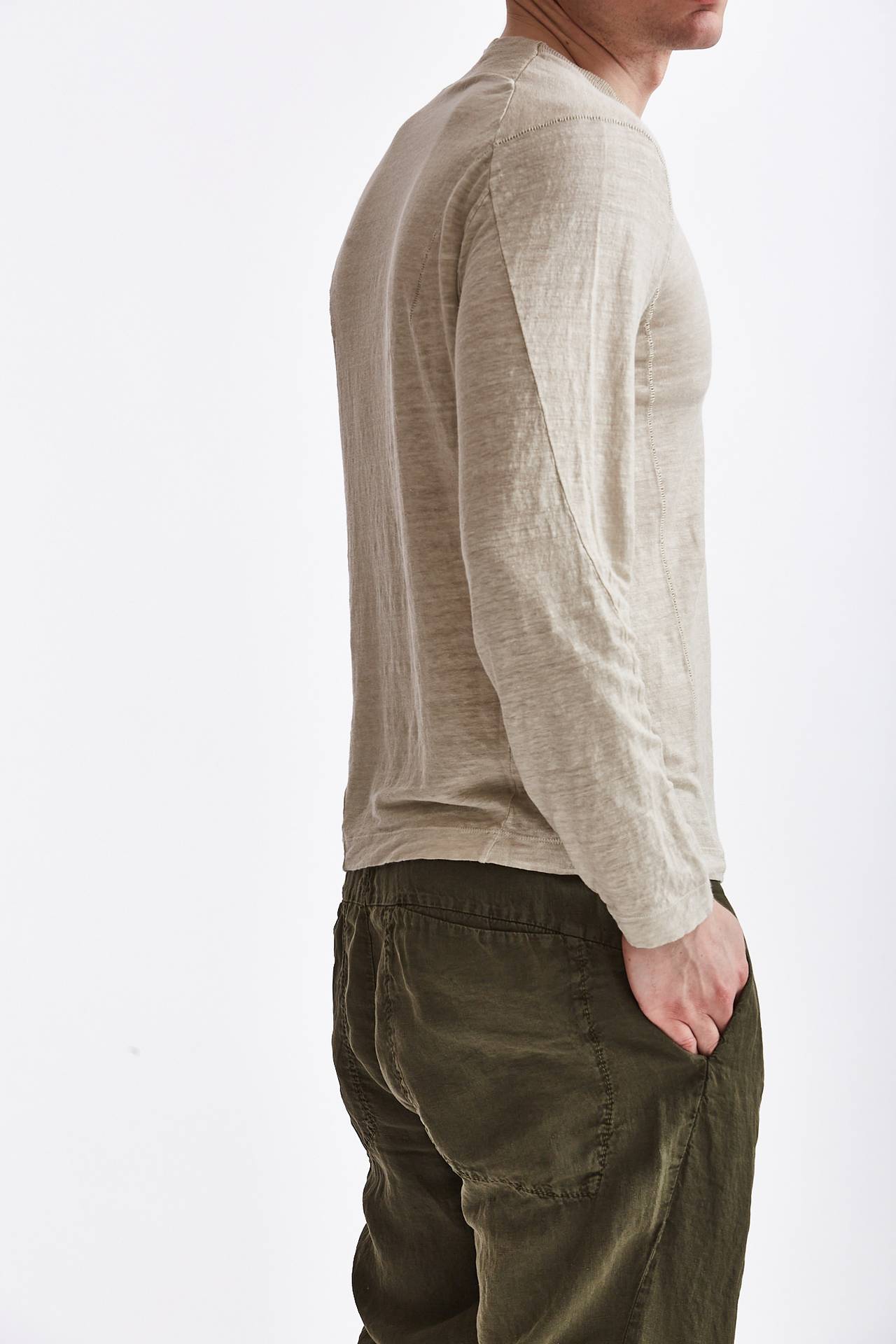 T shirt in canapa e lino beige Transit Uomo Uomo Pier Abbigliamento Worldwide