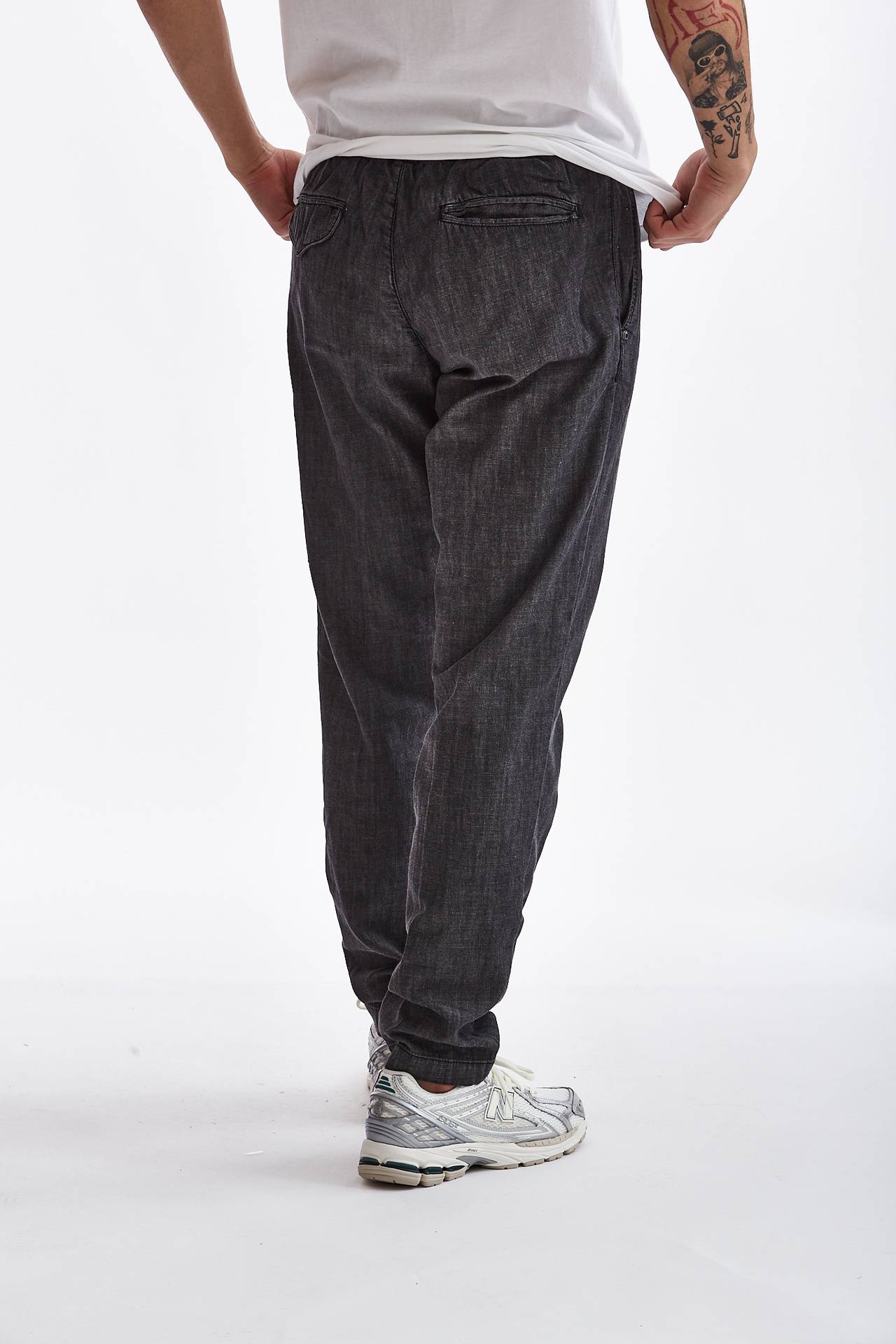 Pantalone in chambray  grigio