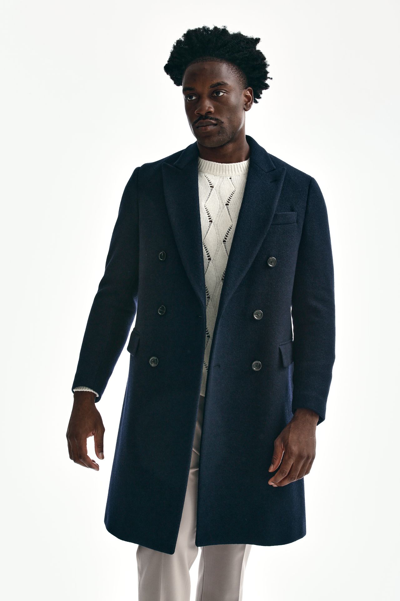 Cappotto doppiopetto in misto lana blu Lardini Uomo U16LAR06 Pier Abbigliamento Italia