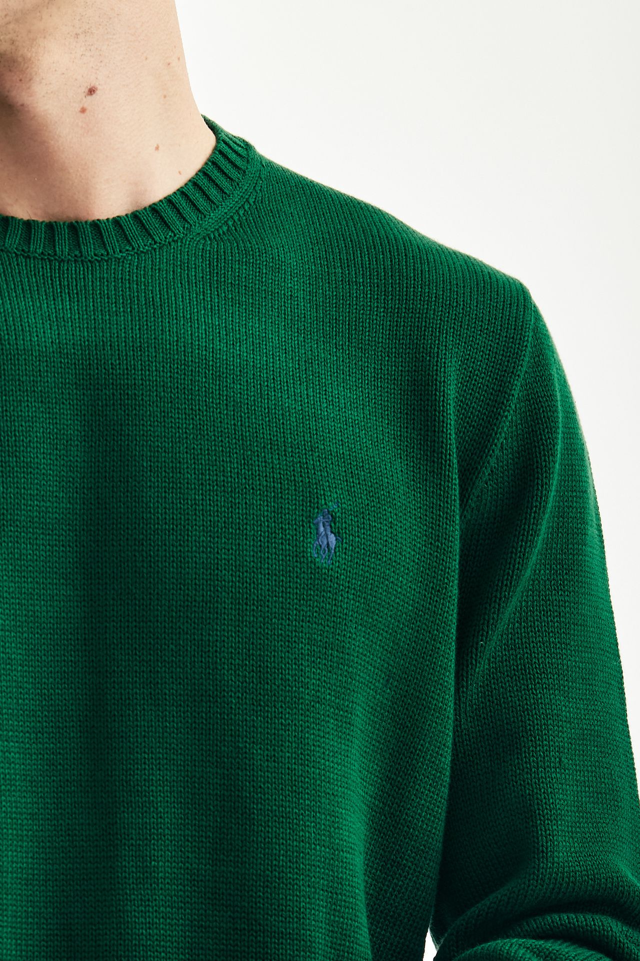 Maglia girocollo in cotone verde Polo Ralph Lauren Uomo Pier Abbigliamento Worldwide