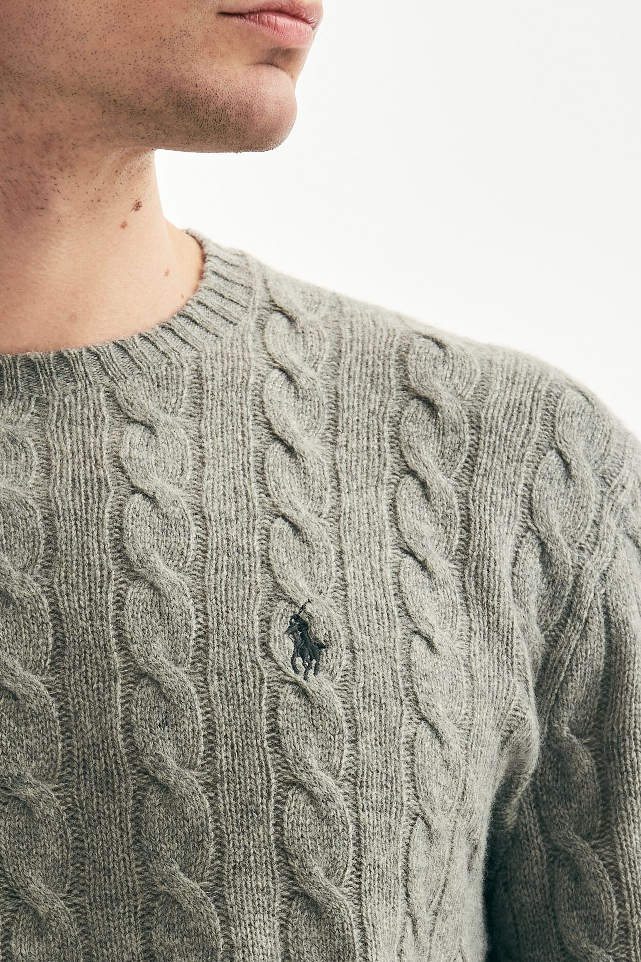 Maglia lana cashmere a trecce grigio Polo Ralph Lauren Uomo Pier Abbigliamento Worldwide