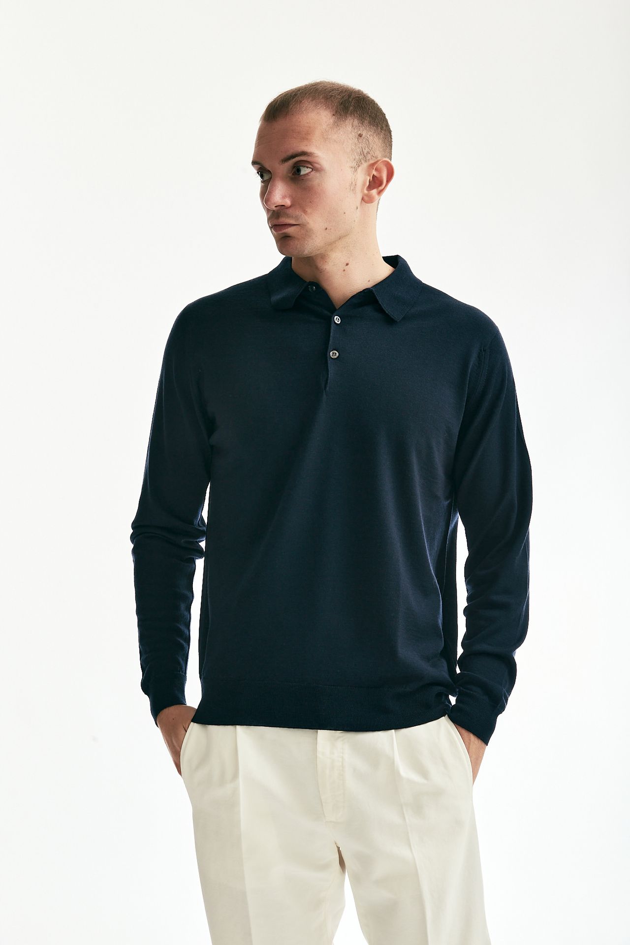 Polo KNOLL in lana blu John Smedley Uomo Pier Abbigliamento Worldwide