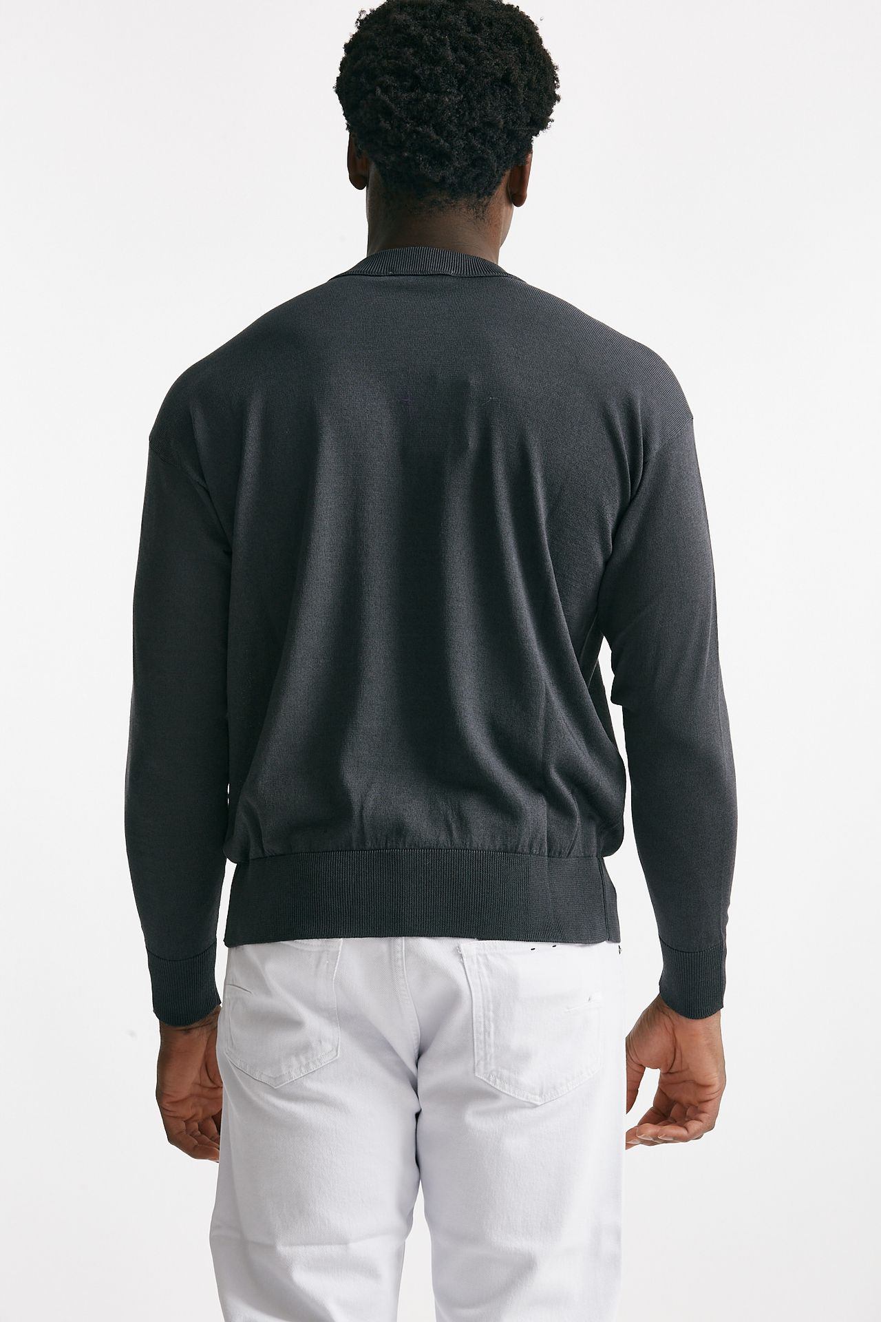 Maglia girocollo in cotone grigio
